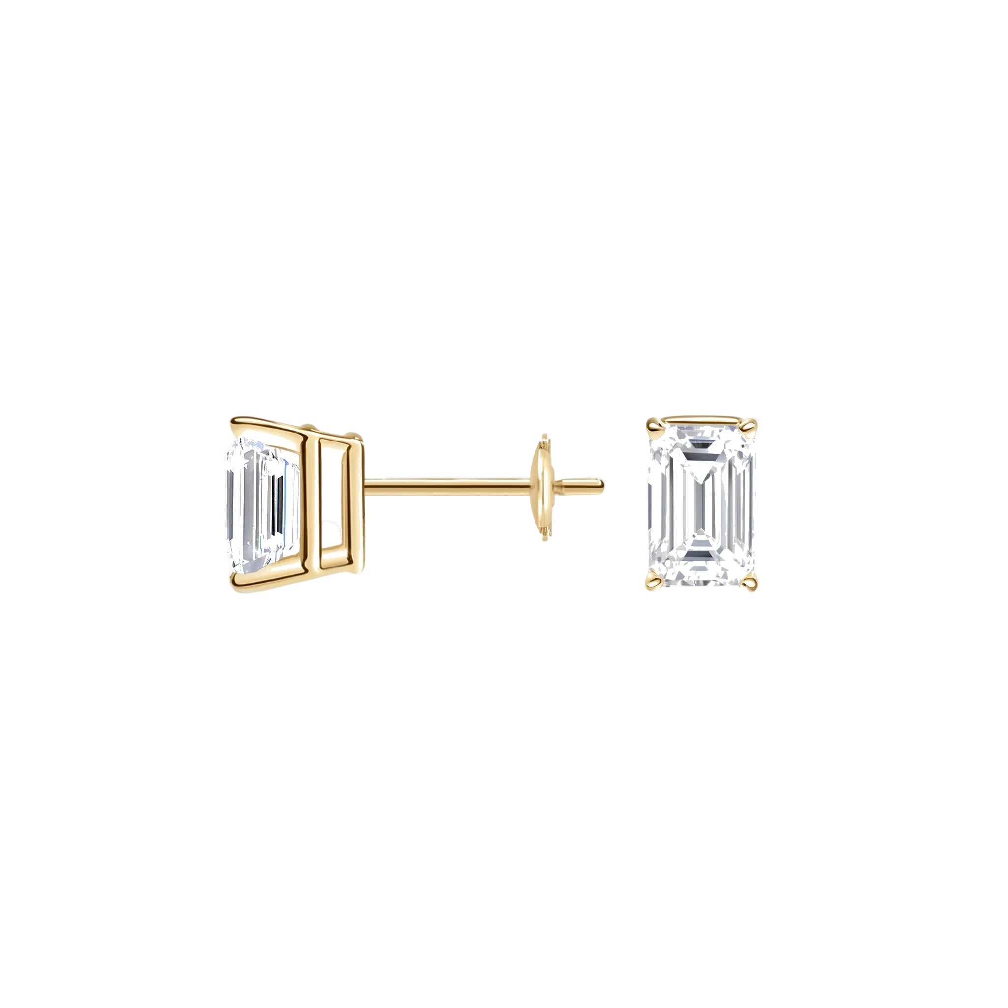 Emerald Cut Lab Diamond Stud Earrings (0.50 ct. tw.) in Gold Vermeil