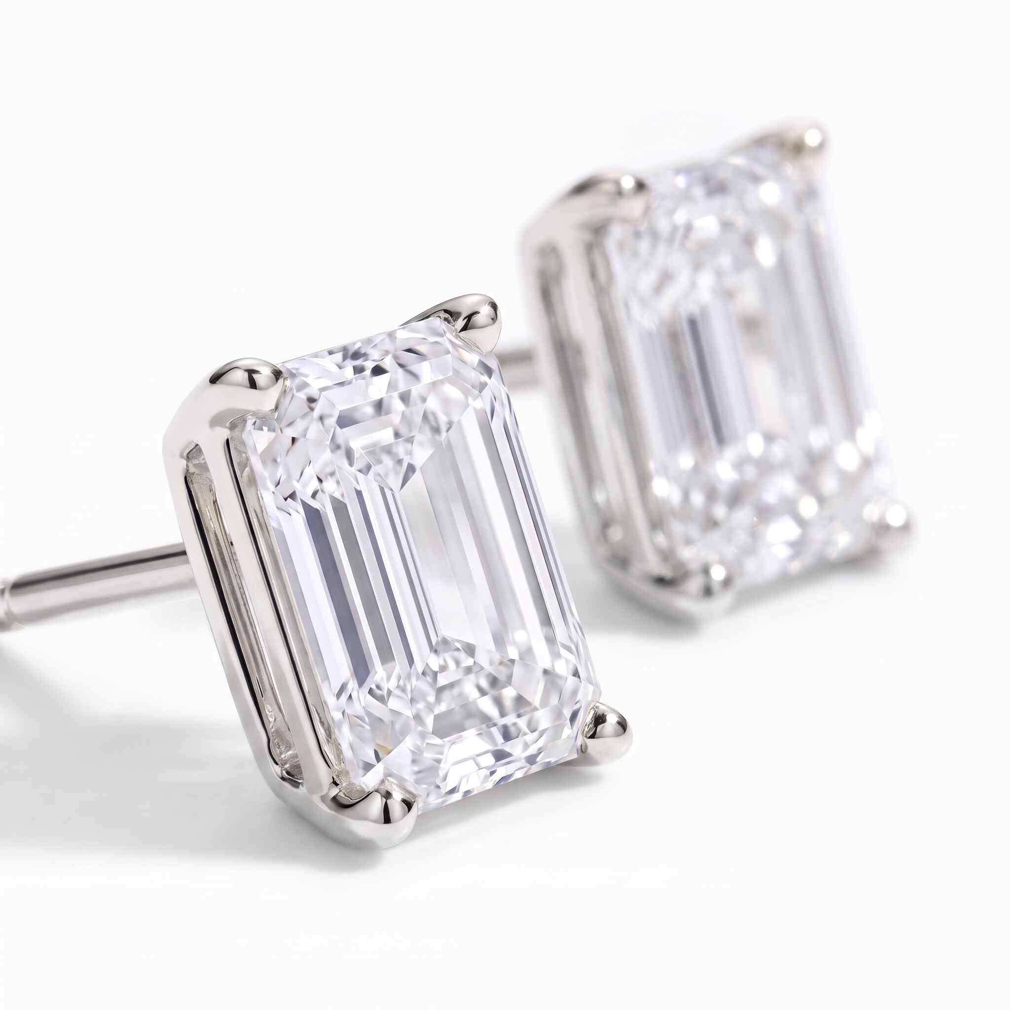 Emerald Cut Lab Diamond Stud Earrings (0.50 ct. tw.) in Sterling Silver