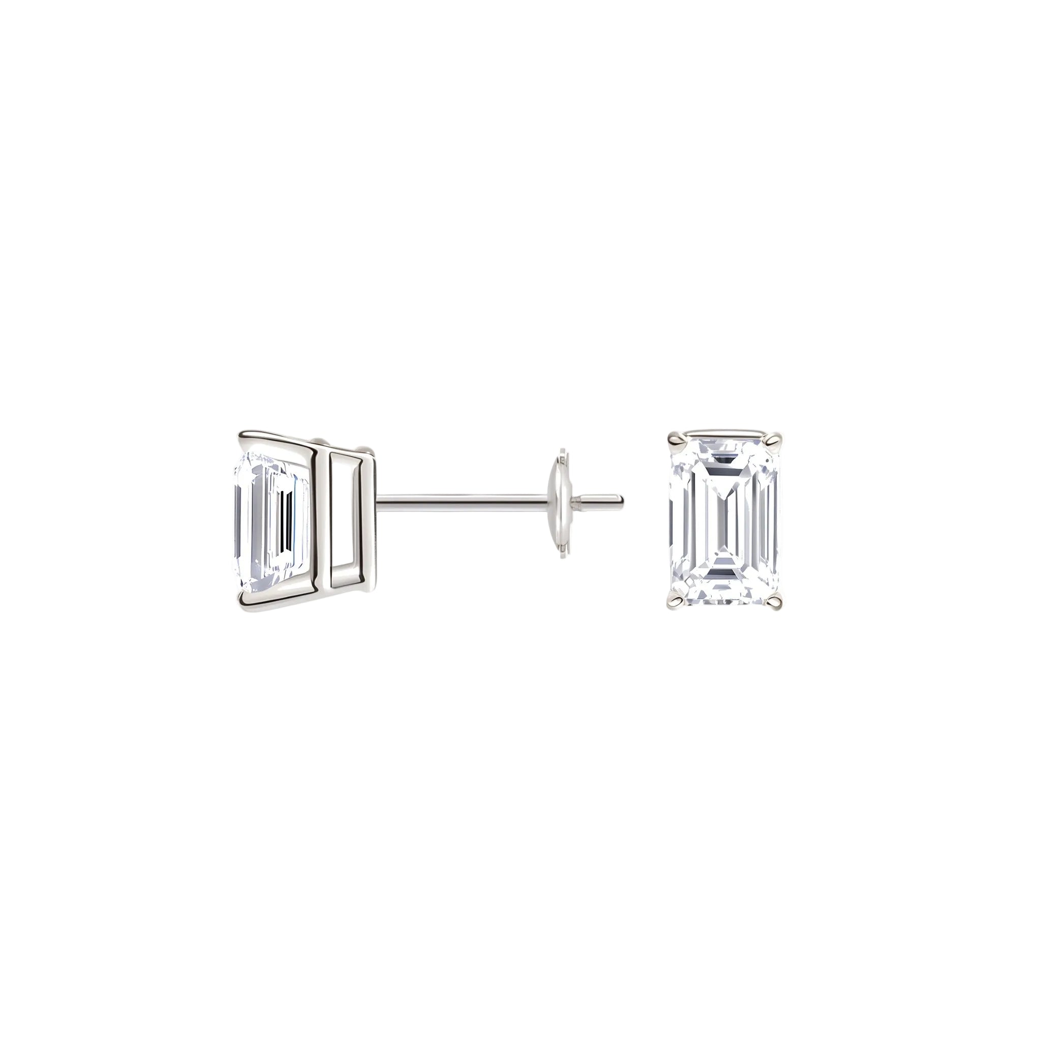 Emerald Cut Lab Diamond Stud Earrings (0.50 ct. tw.) in Sterling Silver