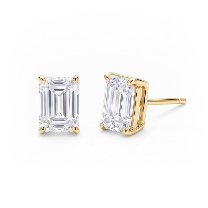 Emerald Cut Lab Diamond Stud Earrings (1.5 ct. tw.) in Gold Vermeil