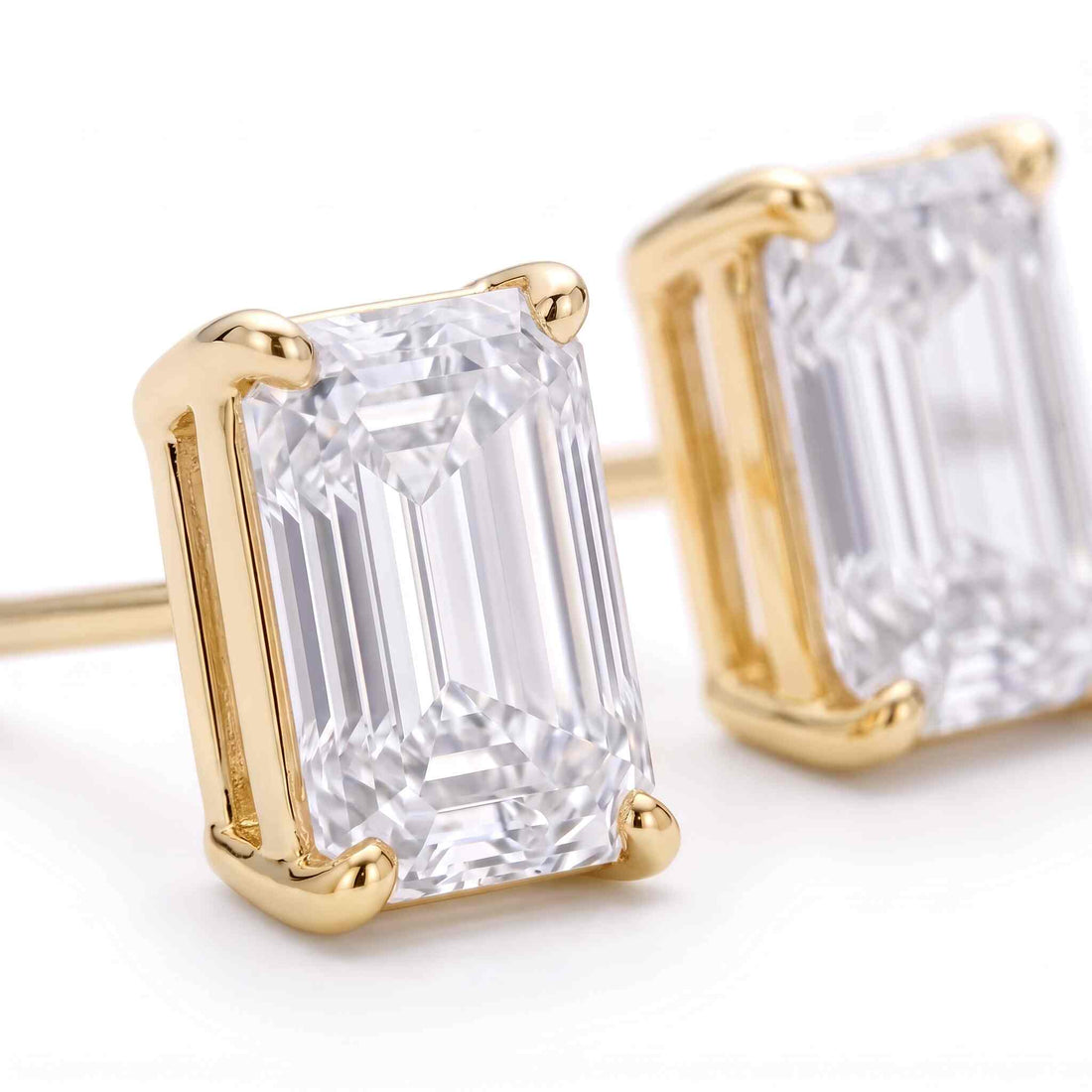 Emerald Cut Lab Diamond Stud Earrings (1.5 ct. tw.) in Gold Vermeil