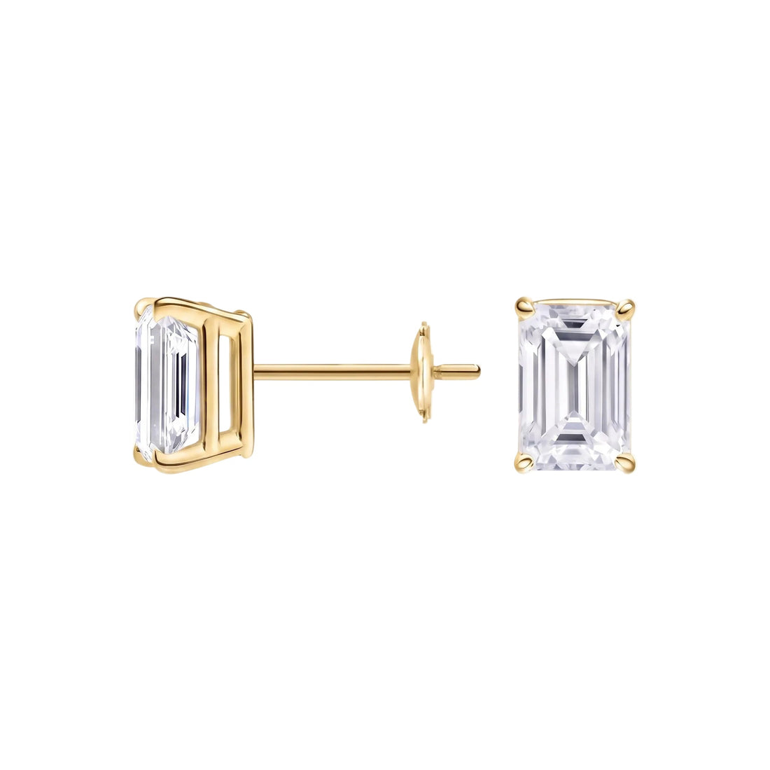 Emerald Cut Lab Diamond Stud Earrings (1.5 ct. tw.) in Gold Vermeil