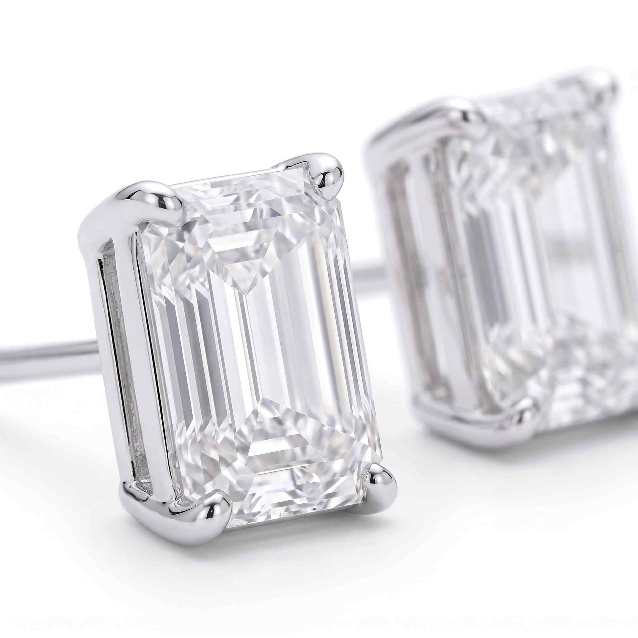 Emerald Cut Lab Diamond Stud Earrings (1.5 ct. tw.) in Sterling Silver