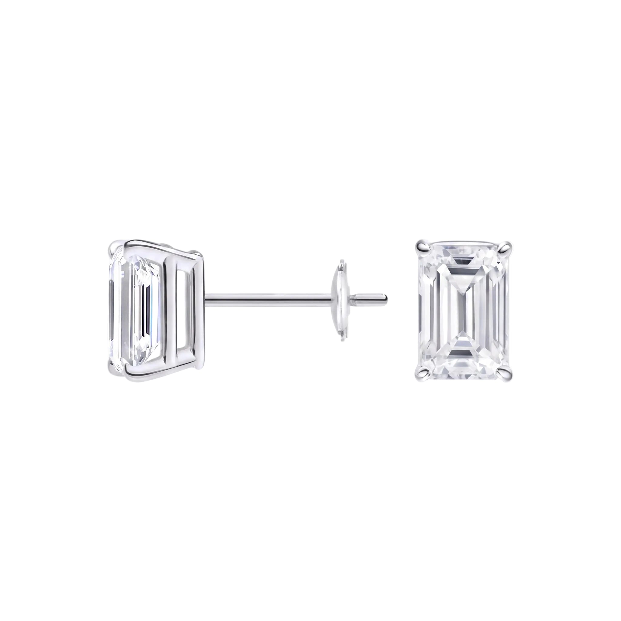 Emerald Cut Lab Diamond Stud Earrings (1.5 ct. tw.) in Sterling Silver