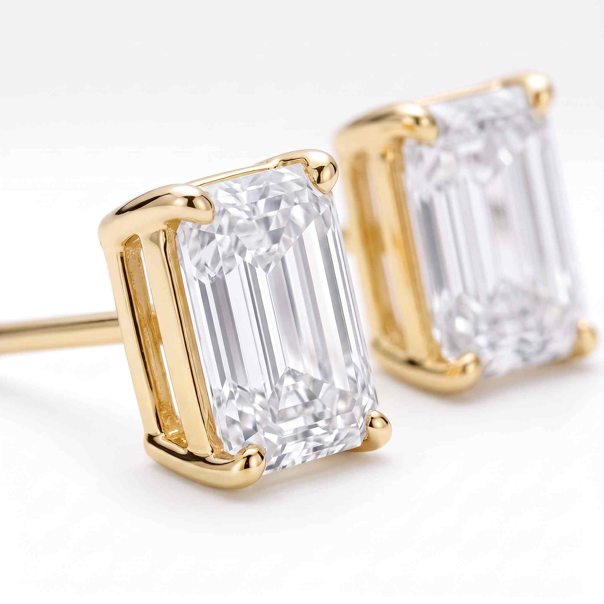 Emerald Cut Lab Diamond Stud Earrings (1 ct. tw.) in Gold Vermeil