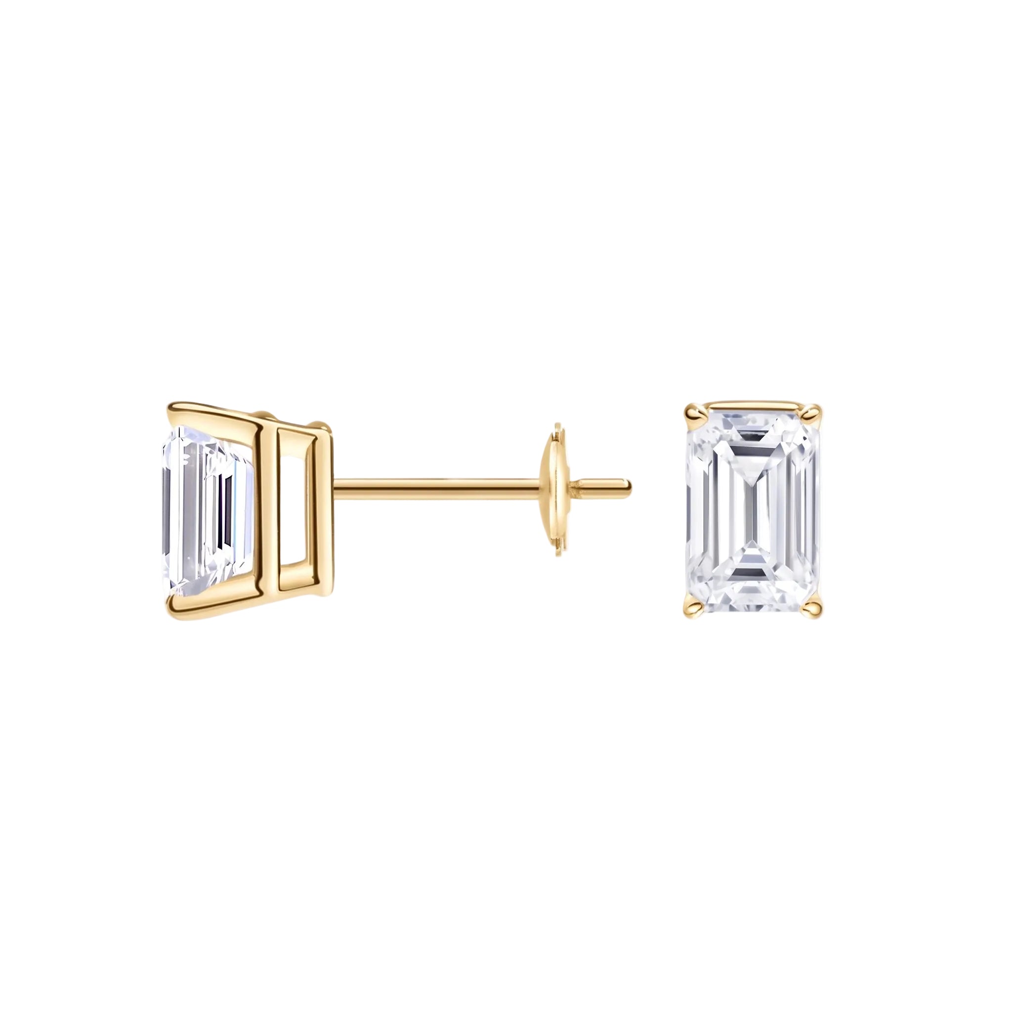 Emerald Cut Lab Diamond Stud Earrings (1 ct. tw.) in Gold Vermeil