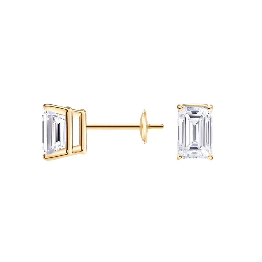 Emerald Cut Lab Diamond Stud Earrings (1 ct. tw.) in Gold Vermeil