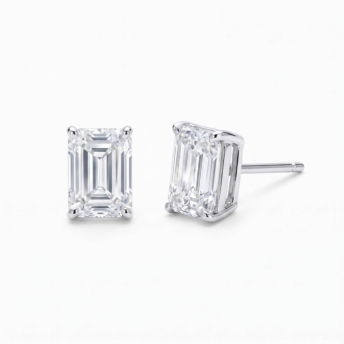 Emerald Cut Lab Diamond Stud Earrings (1 ct. tw.) in Sterling Silver