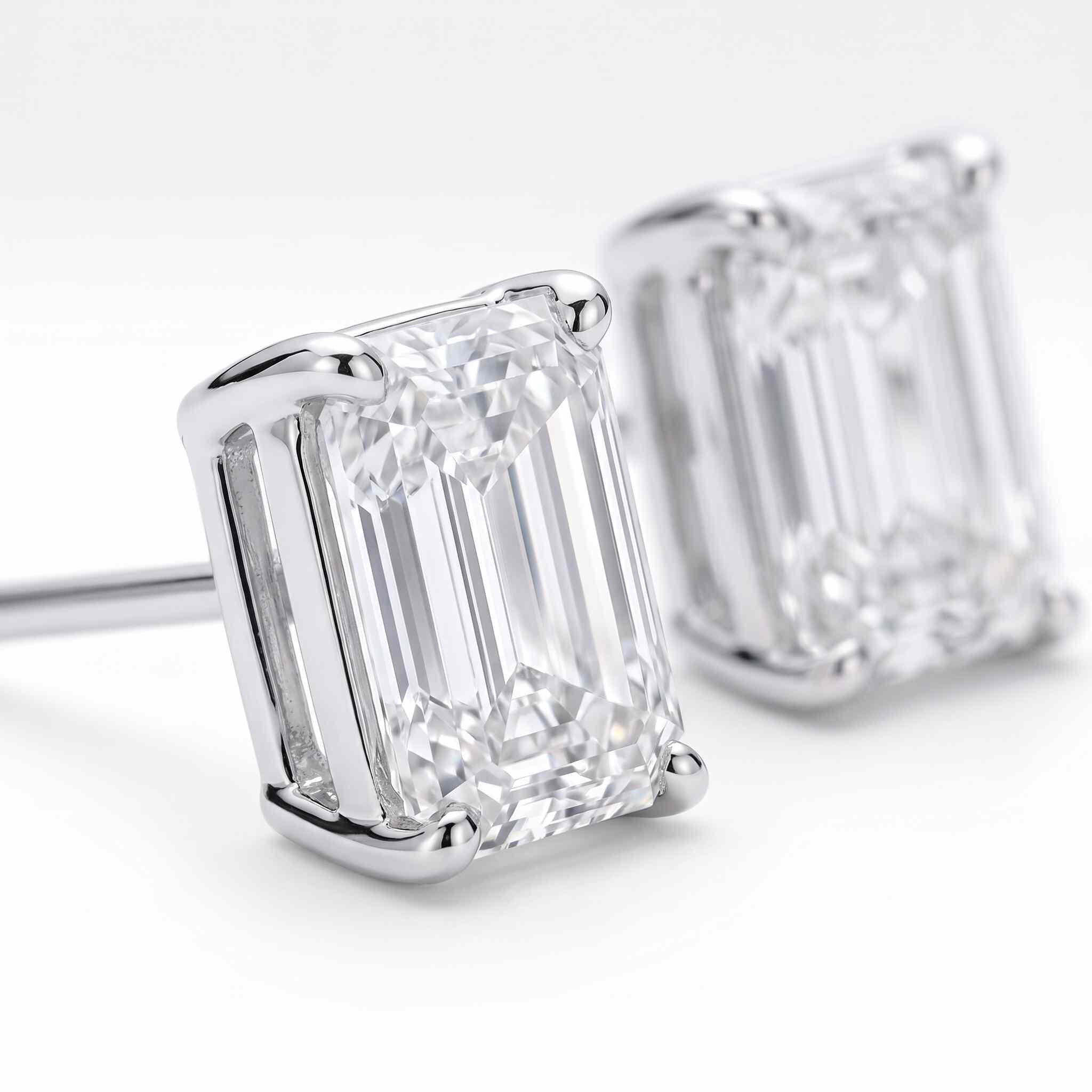 Emerald Cut Lab Diamond Stud Earrings (1 ct. tw.) in Sterling Silver
