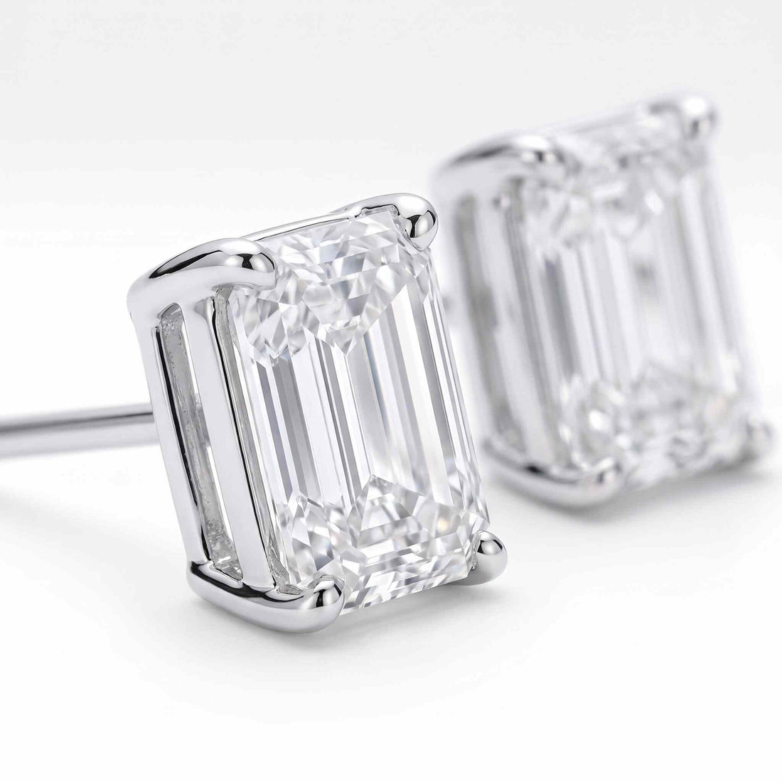 Emerald Cut Lab Diamond Stud Earrings (1 ct. tw.) in Sterling Silver