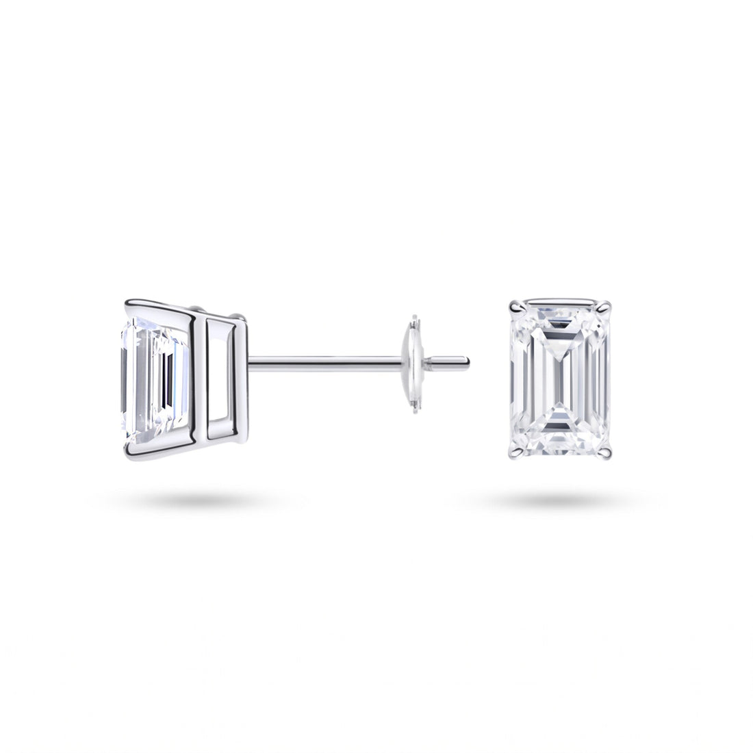 Emerald Cut Lab Diamond Stud Earrings (1 ct. tw.) in Sterling Silver