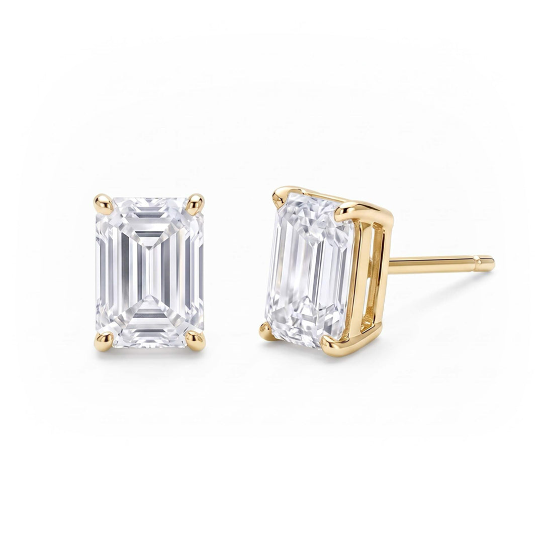 Emerald Cut Lab Diamond Stud Earrings (2 ct. tw.) in Gold Vermeil