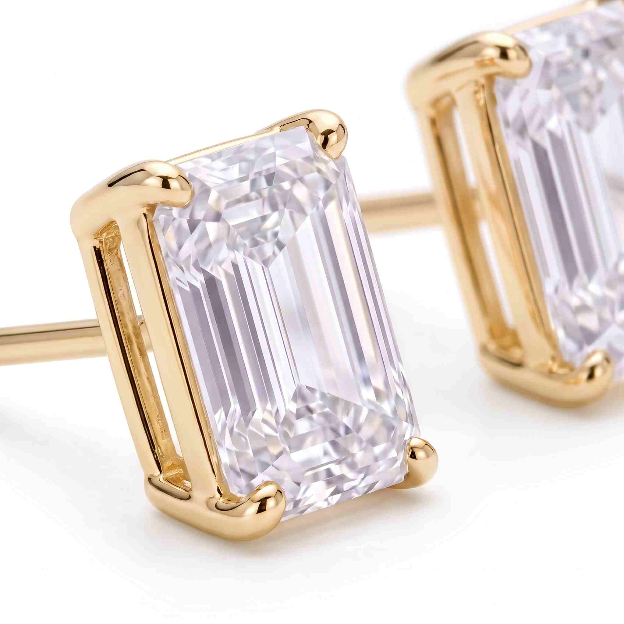 Emerald Cut Lab Diamond Stud Earrings (2 ct. tw.) in Gold Vermeil