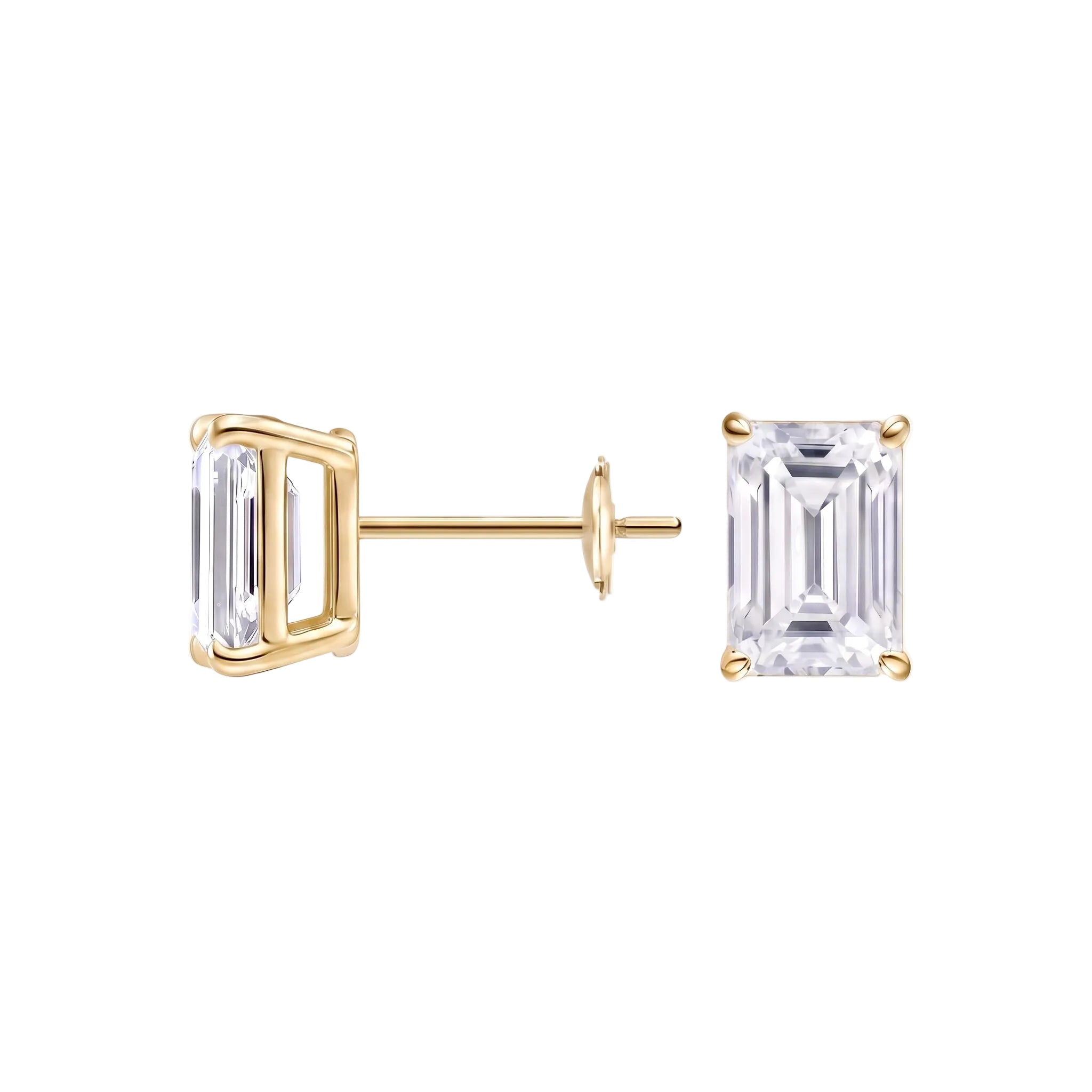 Emerald Cut Lab Diamond Stud Earrings (2 ct. tw.) in Gold Vermeil