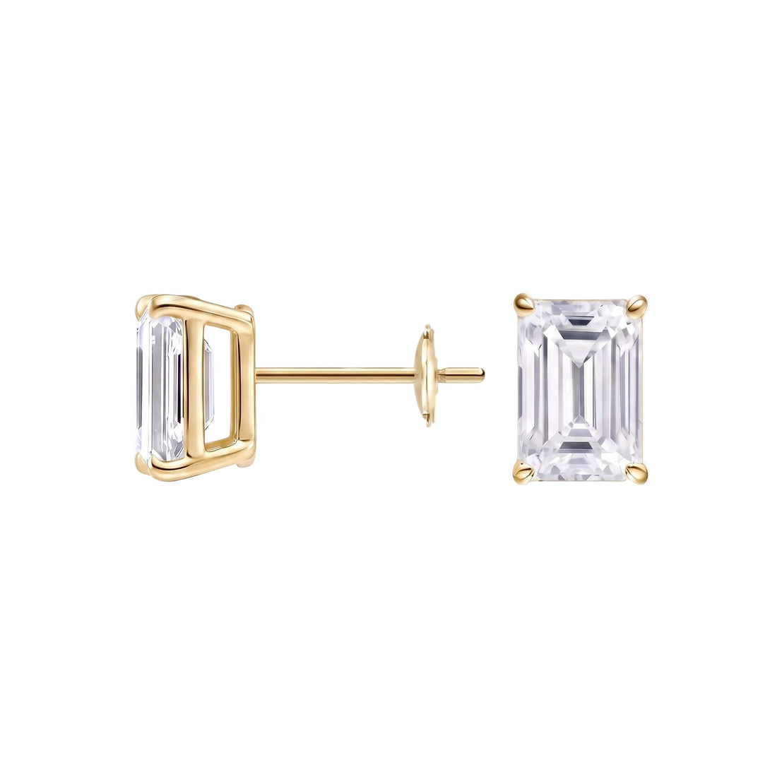 Emerald Cut Lab Diamond Stud Earrings (2 ct. tw.) in Gold Vermeil