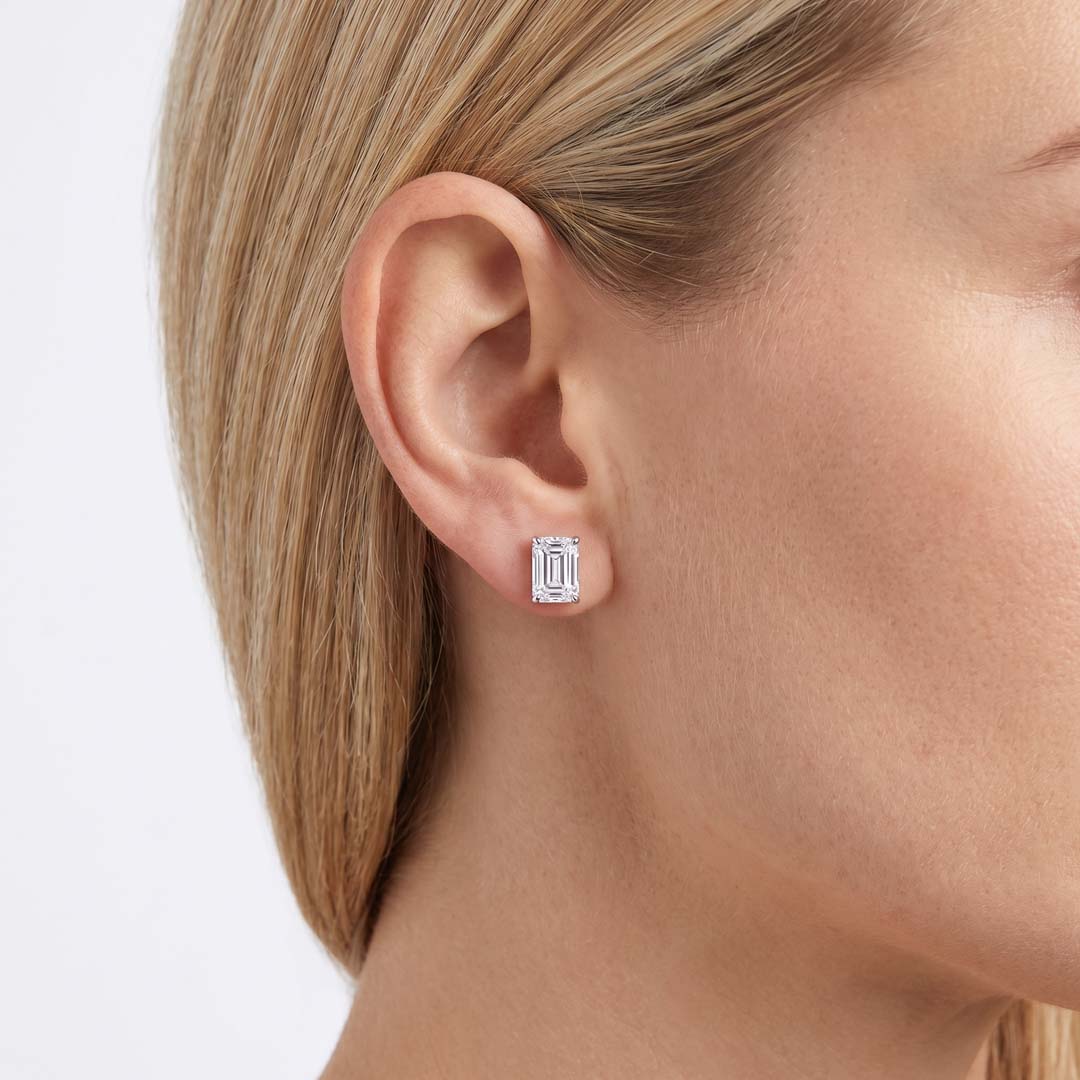 Emerald Cut Lab Diamond Stud Earrings (2 ct. tw.) in Sterling Silver