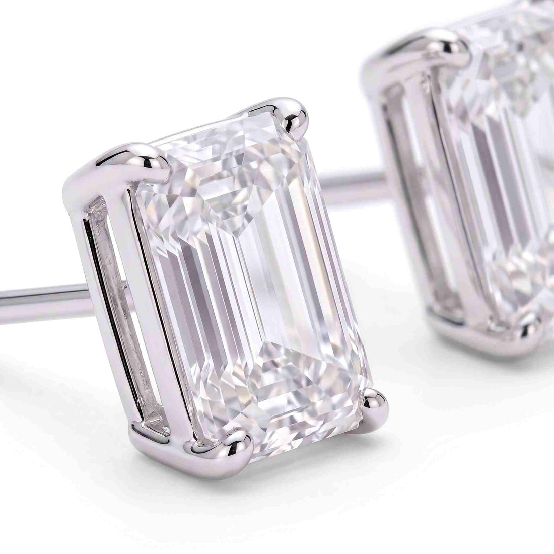 Emerald Cut Lab Diamond Stud Earrings (2 ct. tw.) in Sterling Silver