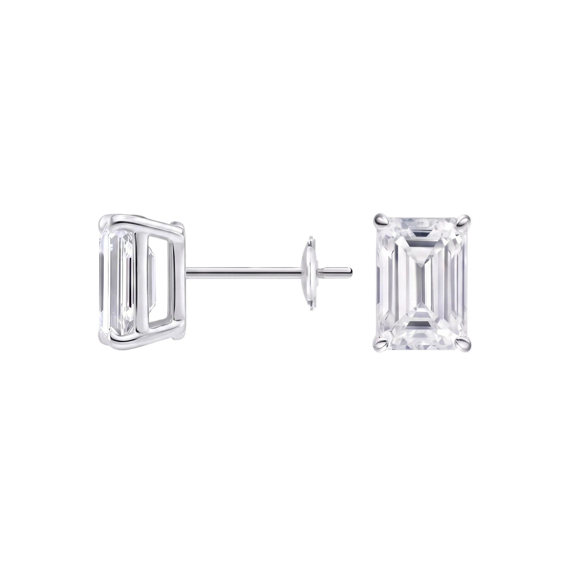 Emerald Cut Lab Diamond Stud Earrings (2 ct. tw.) in Sterling Silver