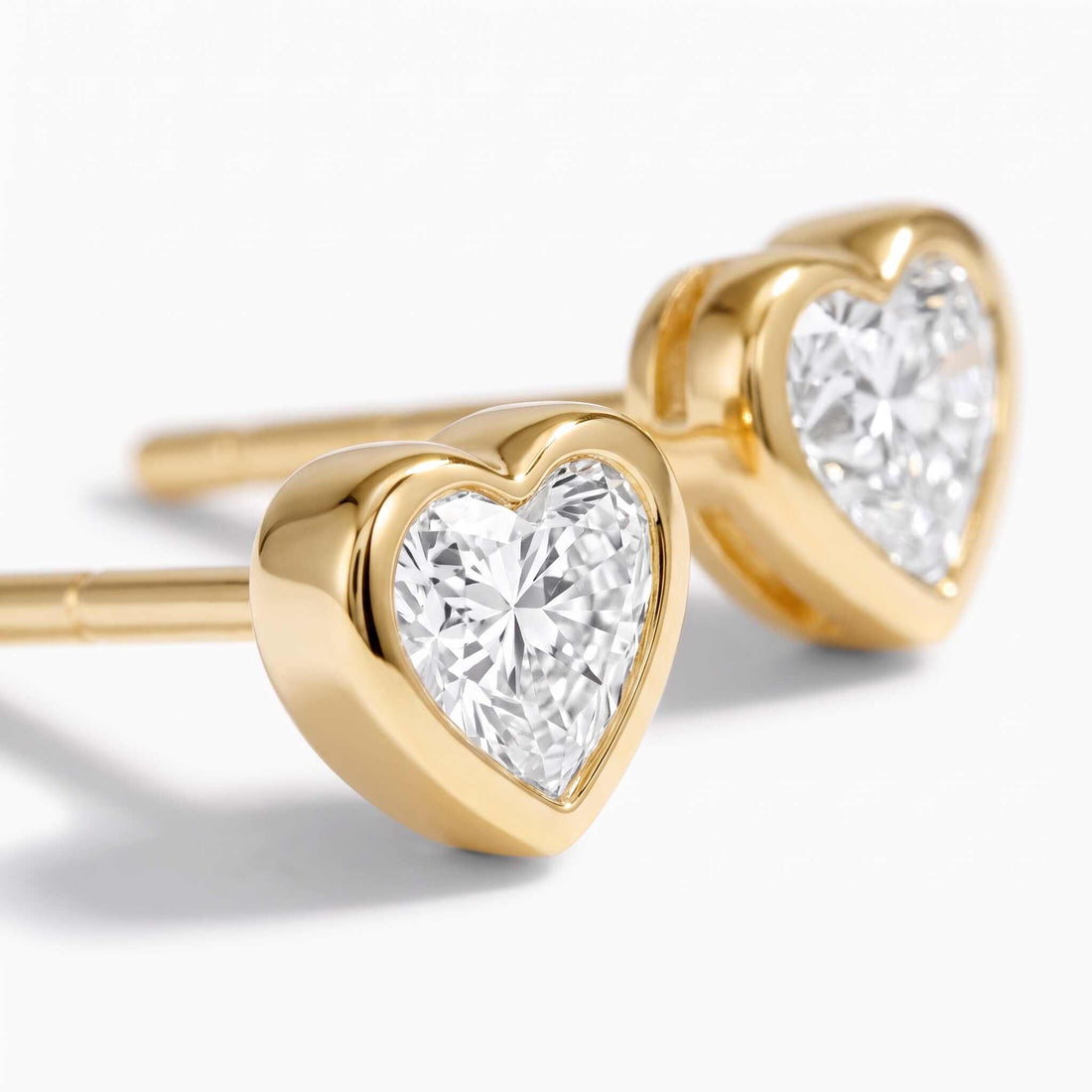 Heart Cut Bezel Lab Diamond Stud Earrings (0.25 ct. tw.) in Gold Vermeil
