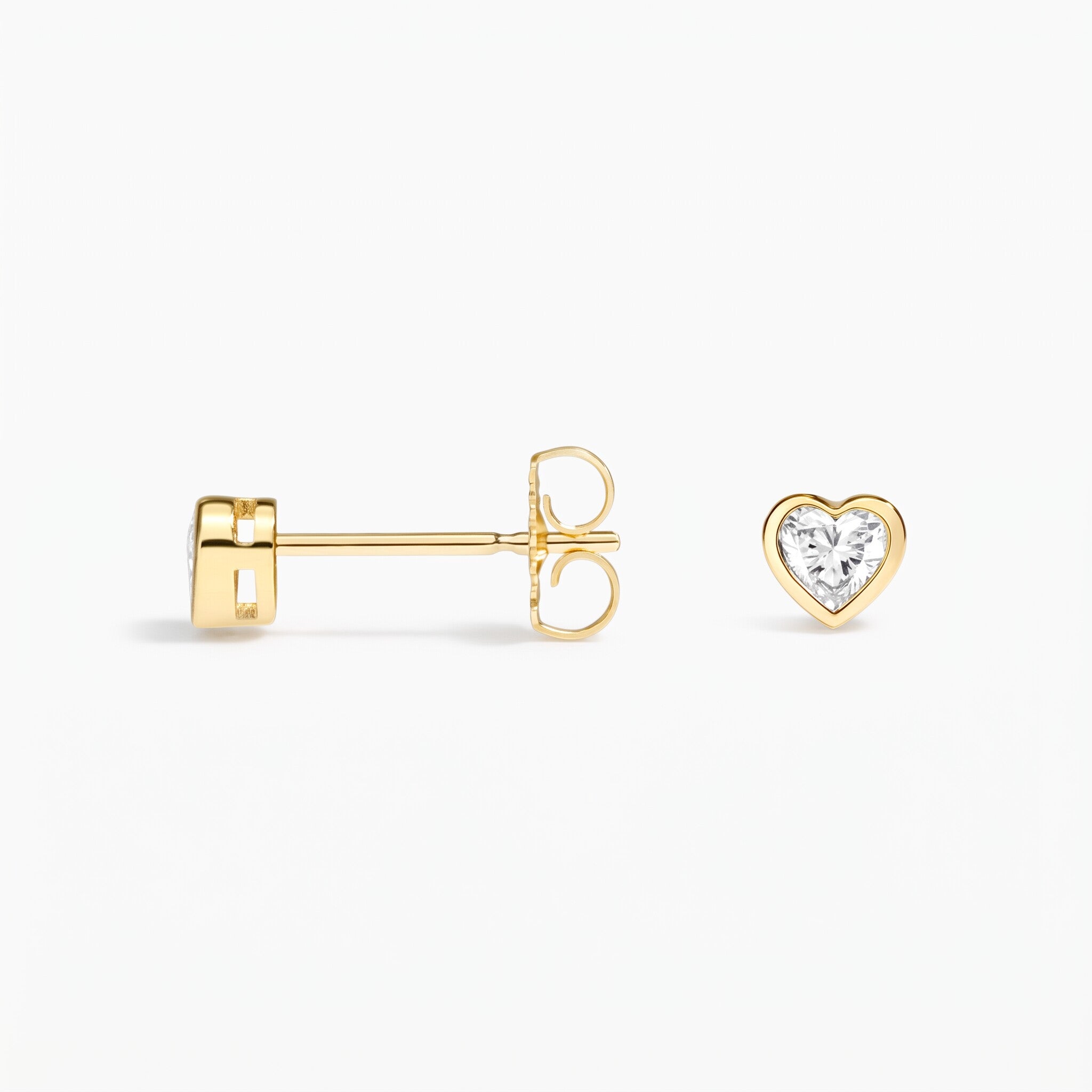 Heart Cut Bezel Lab Diamond Stud Earrings (0.25 ct. tw.) in Gold Vermeil