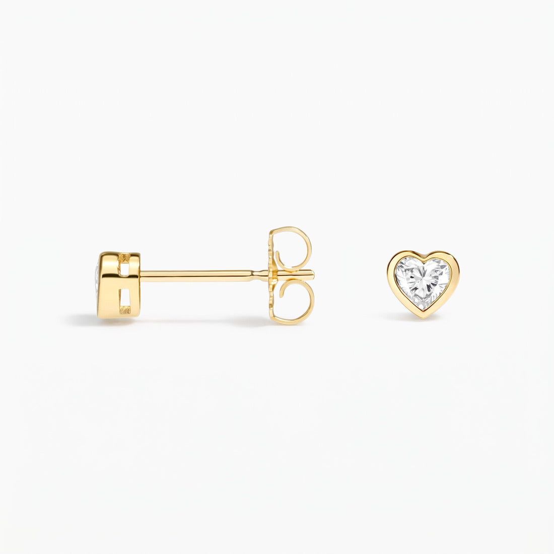 Heart Cut Bezel Lab Diamond Stud Earrings (0.25 ct. tw.) in Gold Vermeil