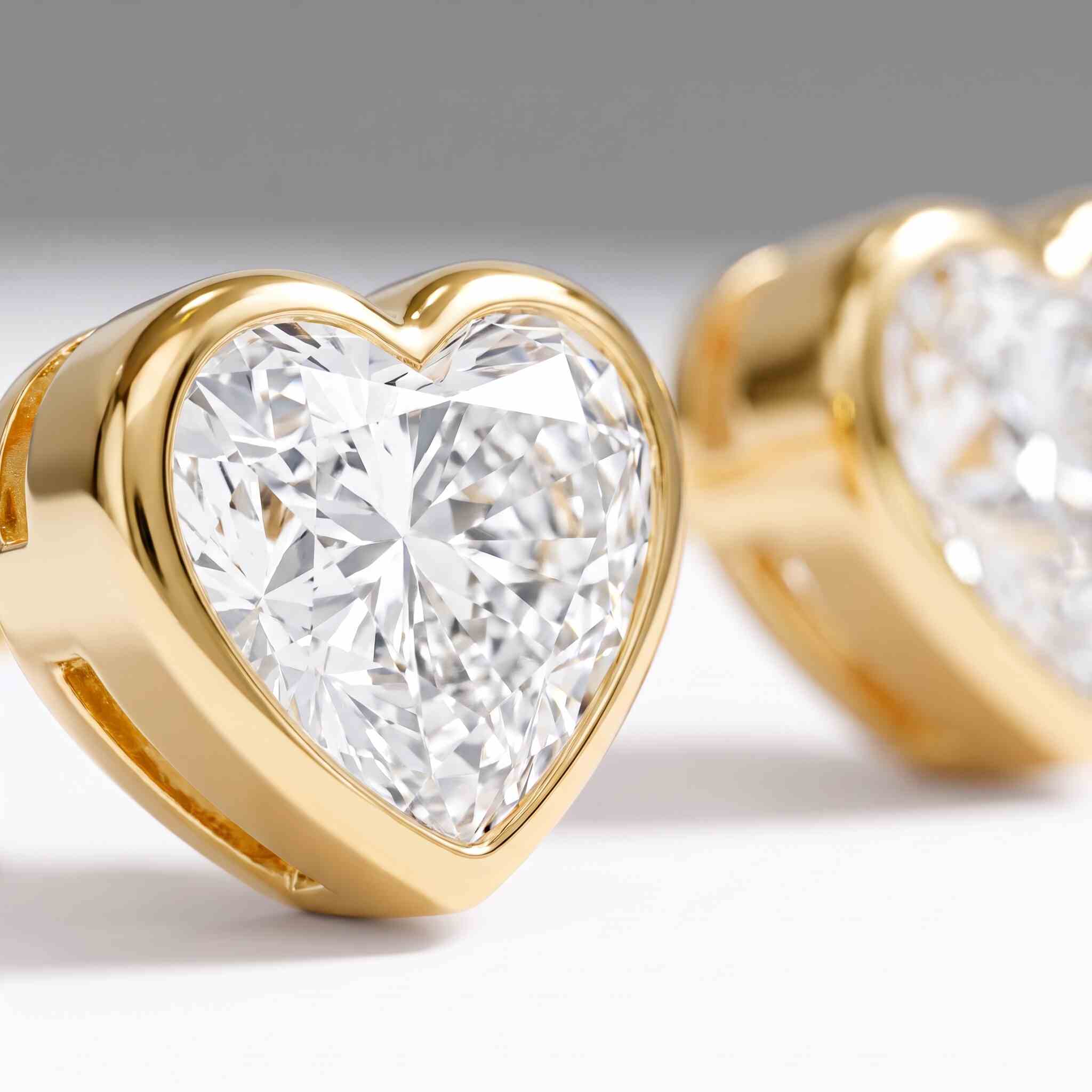 Heart Cut Bezel Lab Diamond Stud Earrings (0.50 ct. tw.) in Gold Vermeil