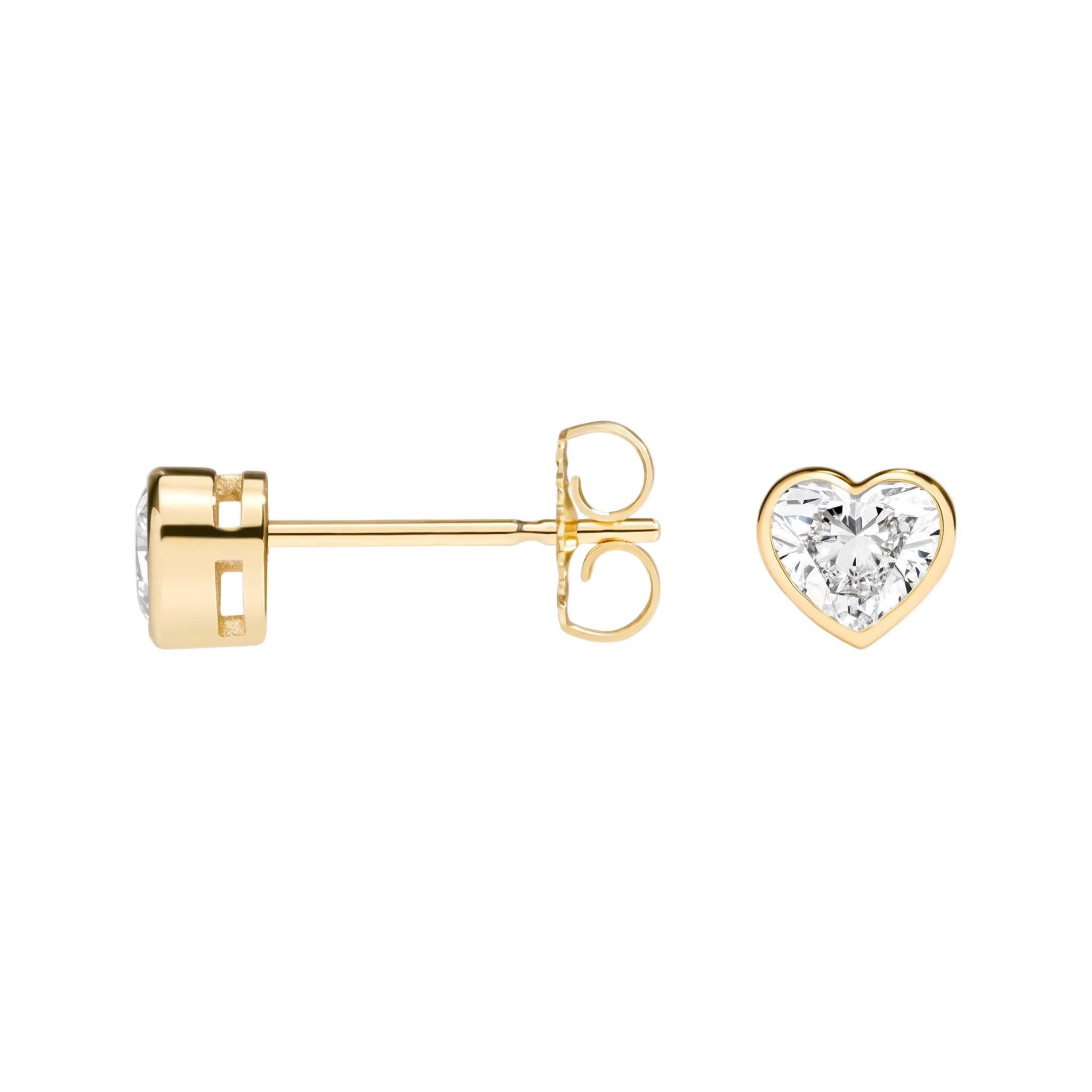Heart Cut Bezel Lab Diamond Stud Earrings (0.50 ct. tw.) in Gold Vermeil
