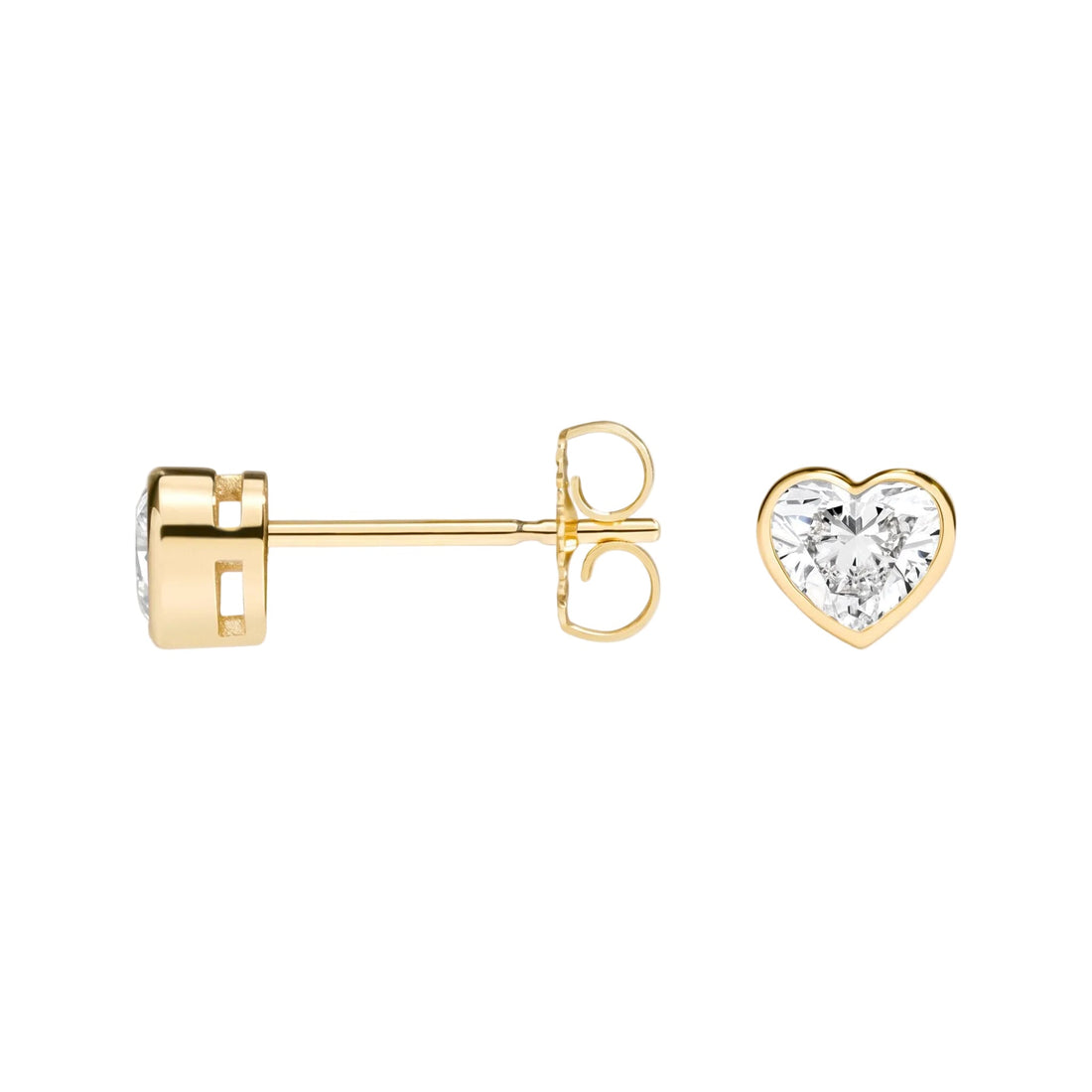 Heart Cut Bezel Lab Diamond Stud Earrings (0.50 ct. tw.) in Gold Vermeil