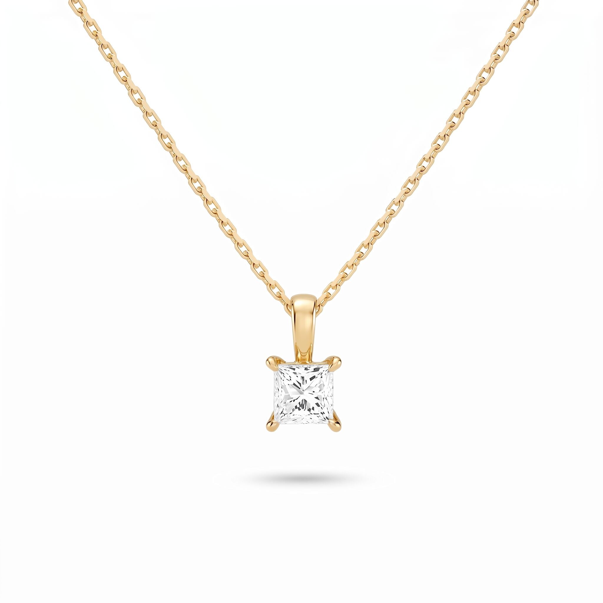 Princess Cut Lab Diamond Pendant w/ 18" Chain (0.50 ct. tw.) in Gold Vermeil