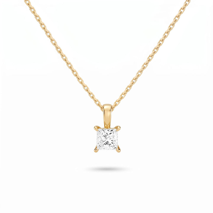 Princess Cut Lab Diamond Pendant w/ 18" Chain (0.50 ct. tw.) in Gold Vermeil