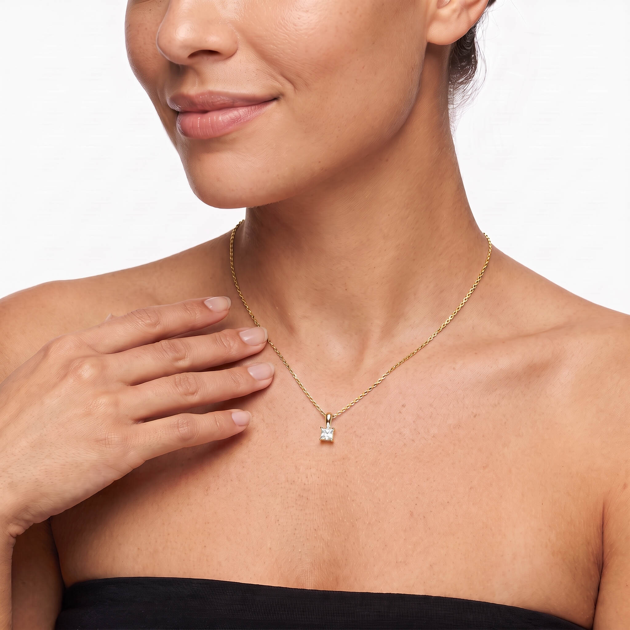 Princess Cut Lab Diamond Pendant w/ 18" Chain (0.50 ct. tw.) in Gold Vermeil