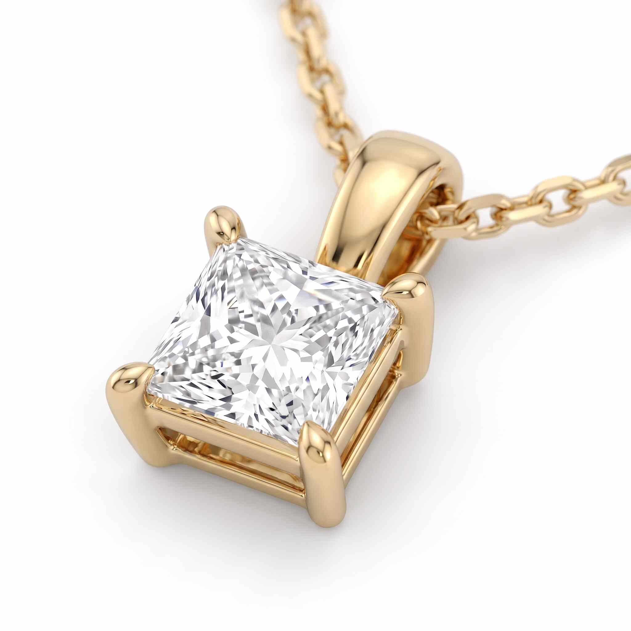 Princess Cut Lab Diamond Pendant w/ 18" Chain (0.50 ct. tw.) in Gold Vermeil