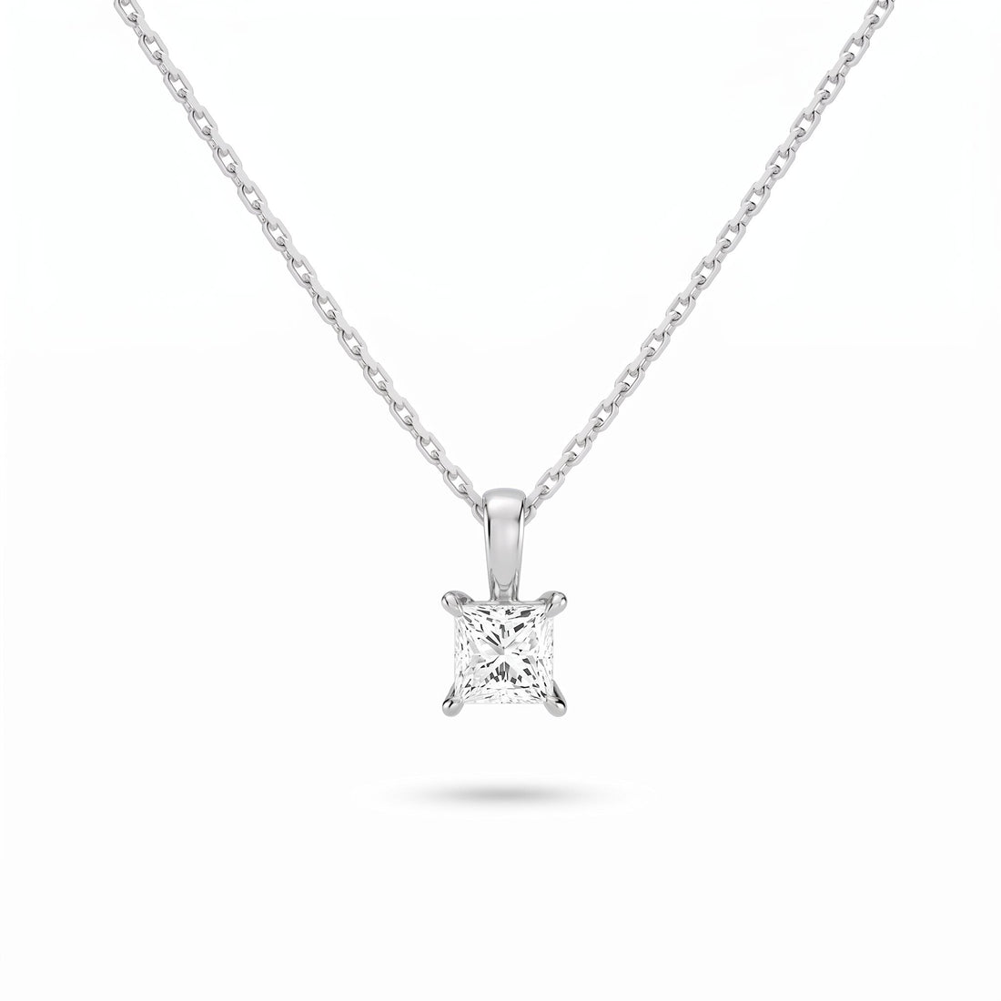 Princess Cut Lab Diamond Pendant w/ 18" Chain (0.50 ct. tw.) in Sterling Silver
