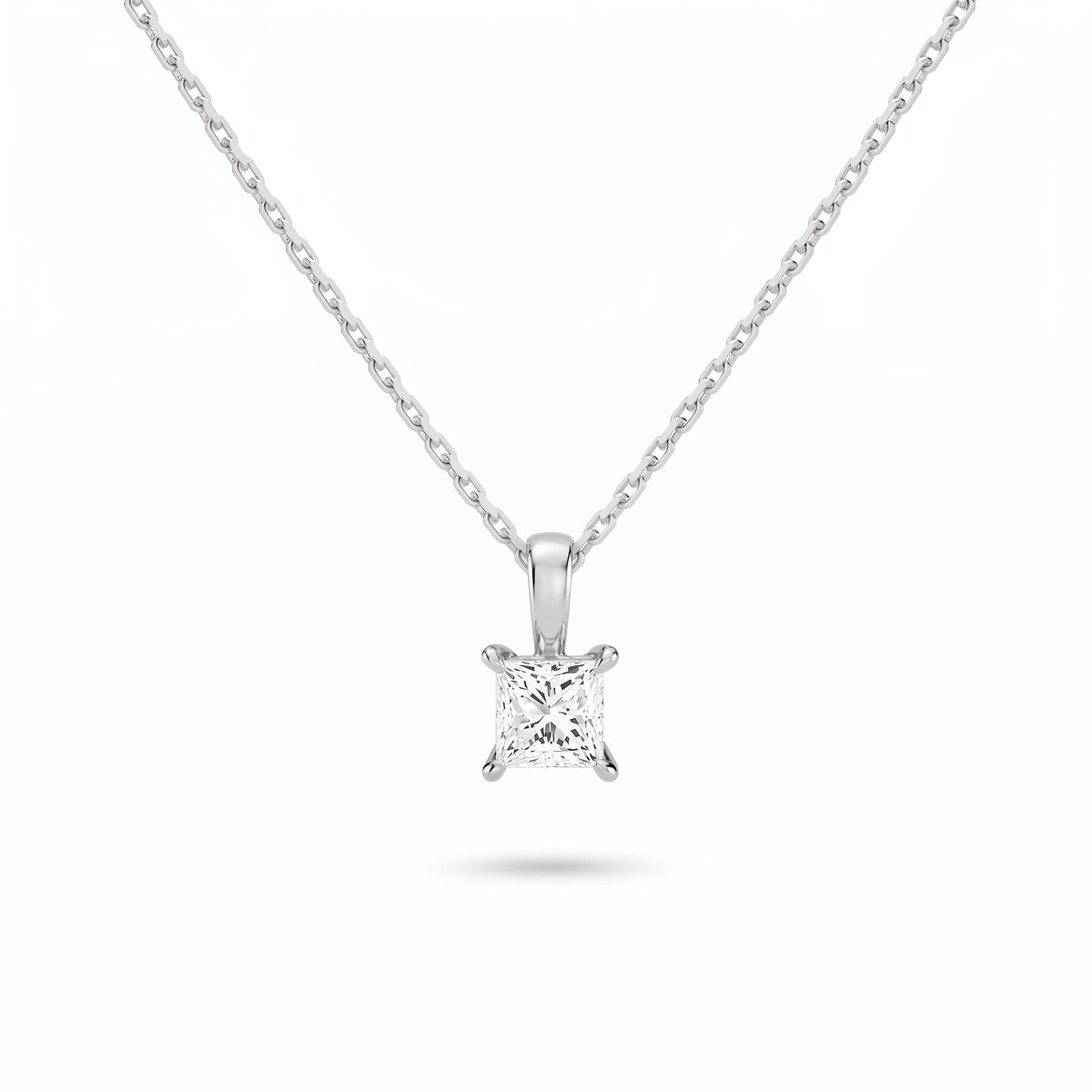 Princess Cut Lab Diamond Pendant w/ 18" Chain (0.50 ct. tw.) in Sterling Silver