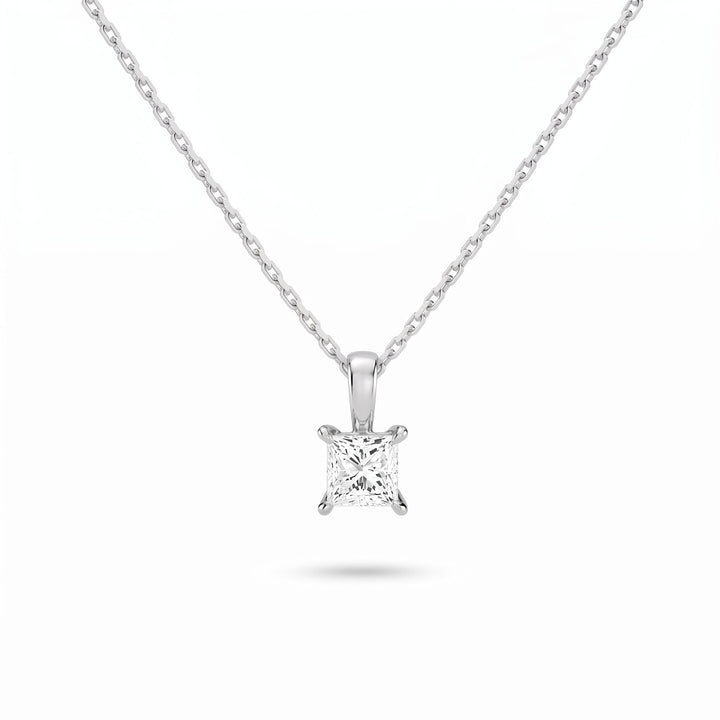Princess Cut Lab Diamond Pendant w/ 18" Chain (0.50 ct. tw.) in Sterling Silver