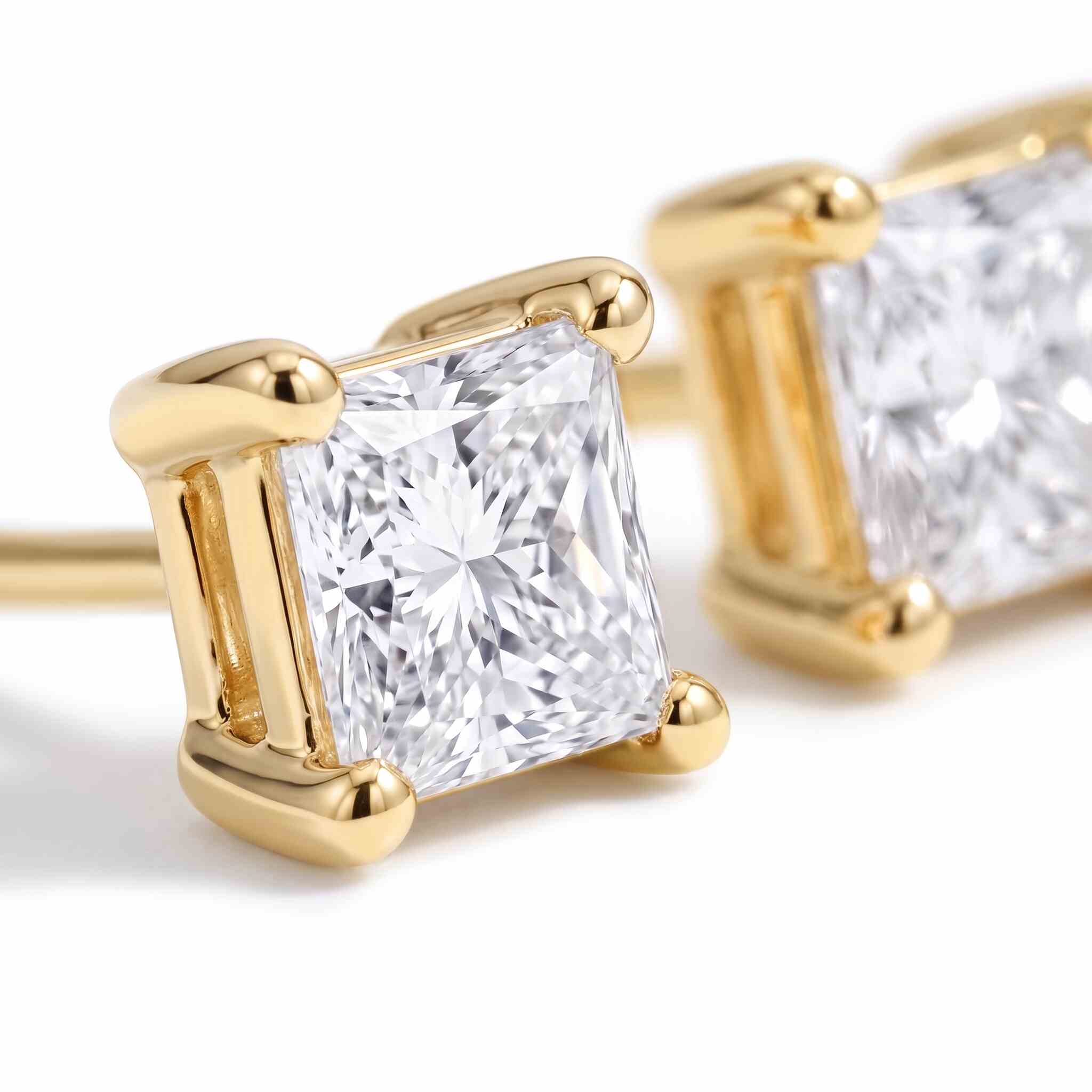 Princess Cut Lab Diamond Stud Earrings (0.50 ct. tw.) in Gold Vermeil
