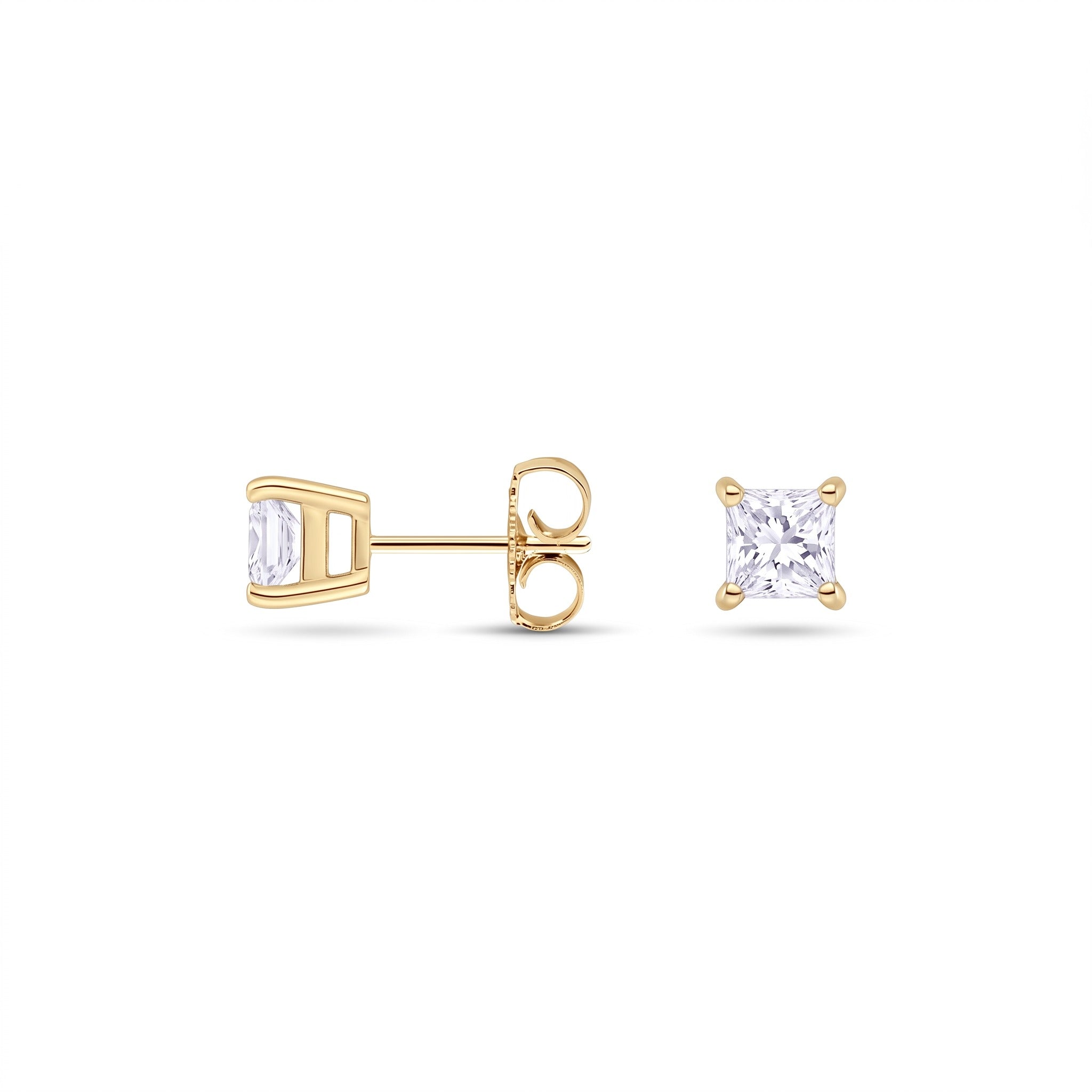 Princess Cut Lab Diamond Stud Earrings (0.50 ct. tw.) in Gold Vermeil