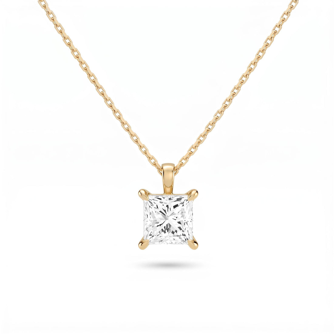 Princess Cut Lab Diamond Pendant w/ 18" Chain (1.5 ct. tw.) in Gold Vermeil