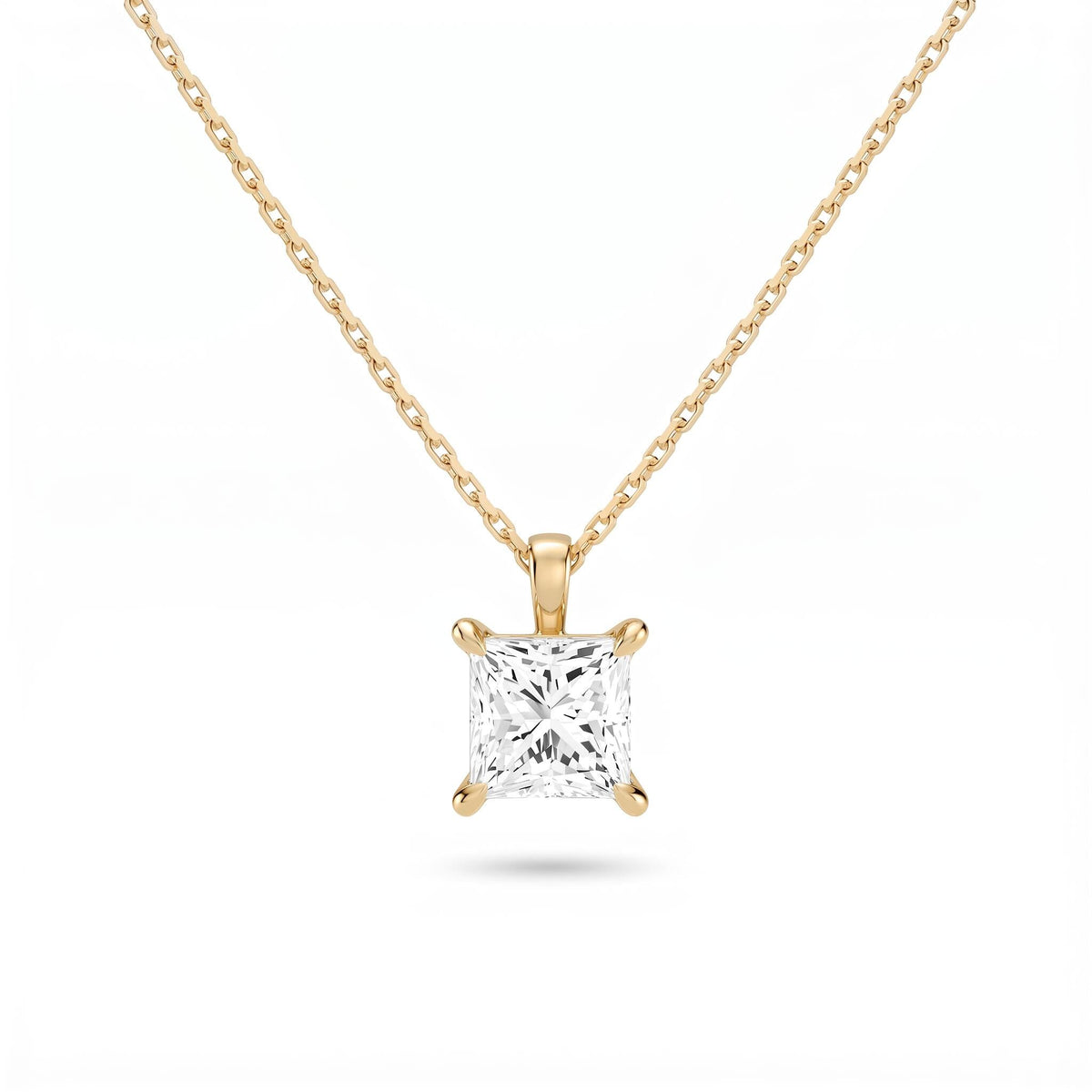 Princess Cut Lab Diamond Pendant w/ 18" Chain (1.5 ct. tw.) in Gold Vermeil