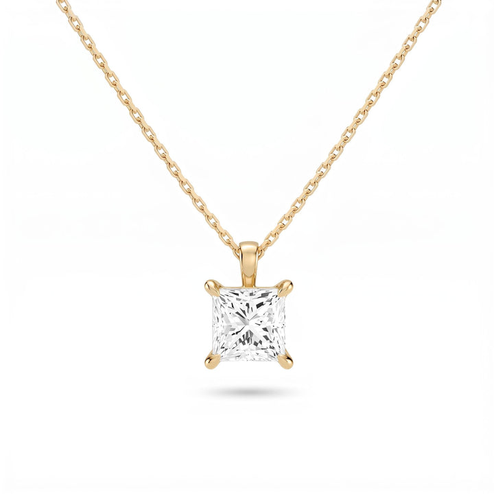 Princess Cut Lab Diamond Pendant w/ 18" Chain (1.5 ct. tw.) in Gold Vermeil