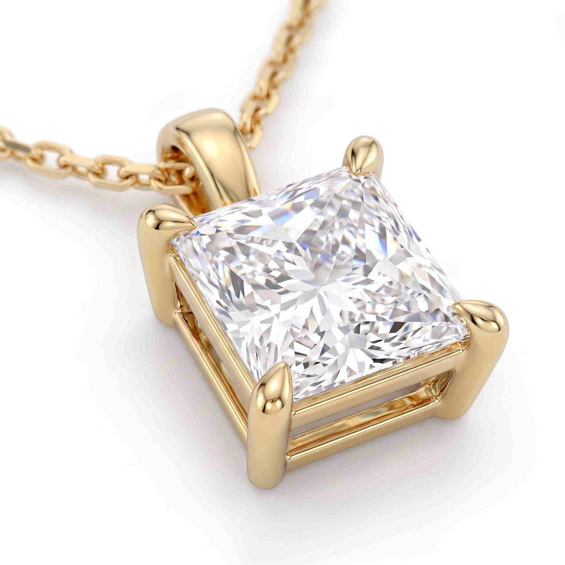 Princess Cut Lab Diamond Pendant w/ 18" Chain (1.5 ct. tw.) in Gold Vermeil