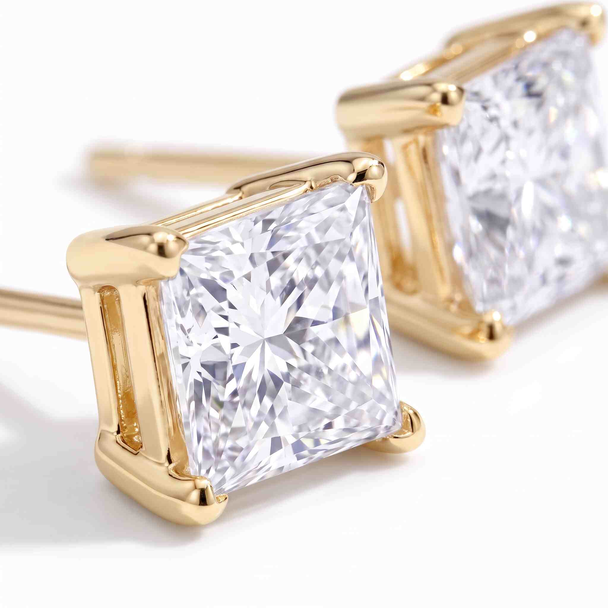 Princess Cut Lab Diamond Stud Earrings (1.5 ct. tw.) in Gold Vermeil