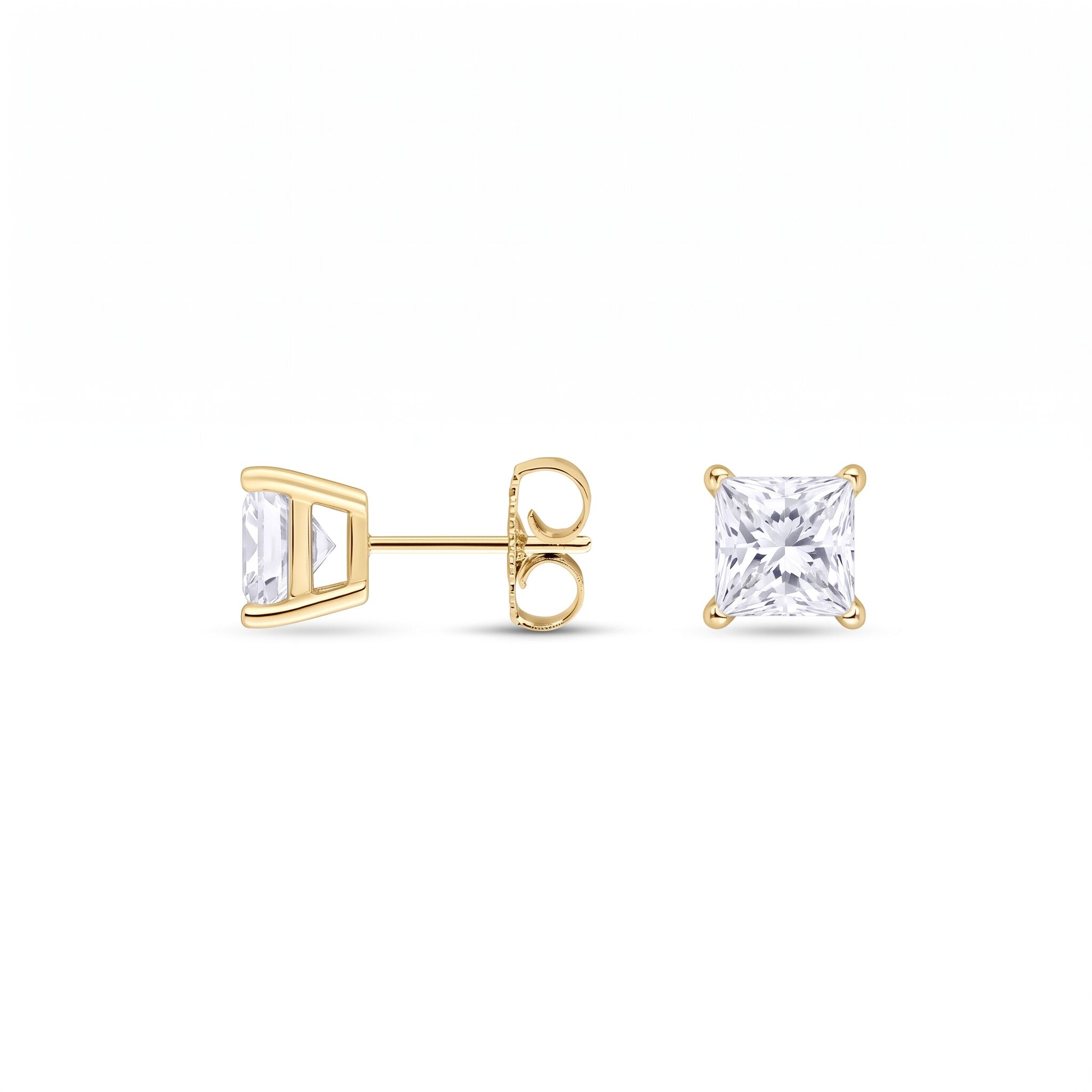 Princess Cut Lab Diamond Stud Earrings (1.5 ct. tw.) in Gold Vermeil