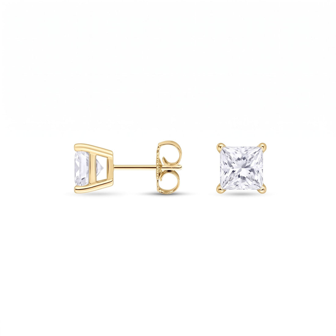 Princess Cut Lab Diamond Stud Earrings (1.5 ct. tw.) in Gold Vermeil