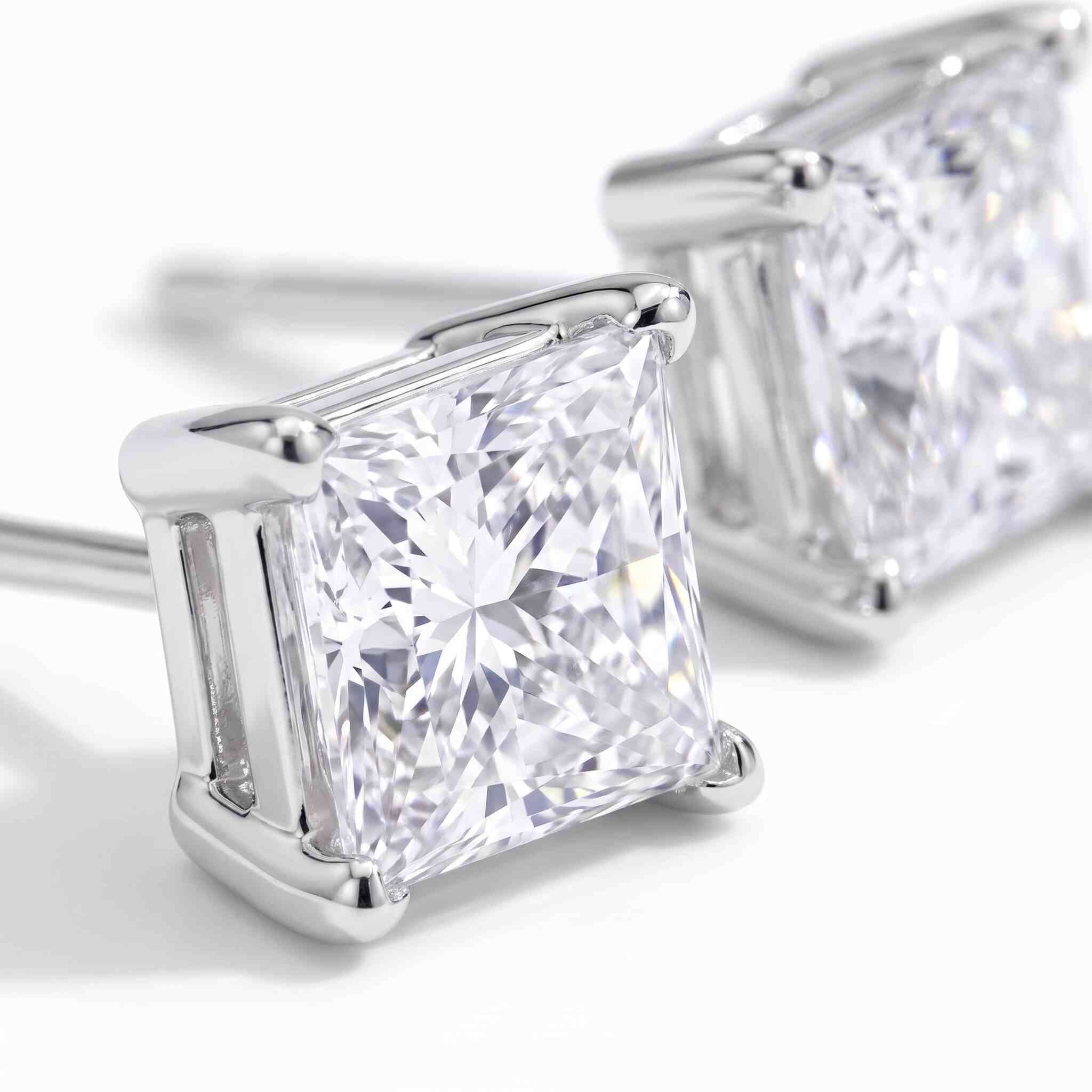 Princess Cut Lab Diamond Stud Earrings (1.5 ct. tw.) in Sterling Silver