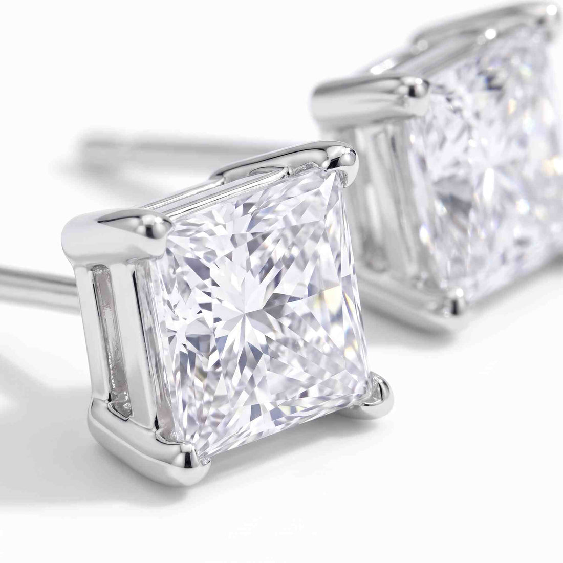 Princess Cut Lab Diamond Stud Earrings (1.5 ct. tw.) in Sterling Silver