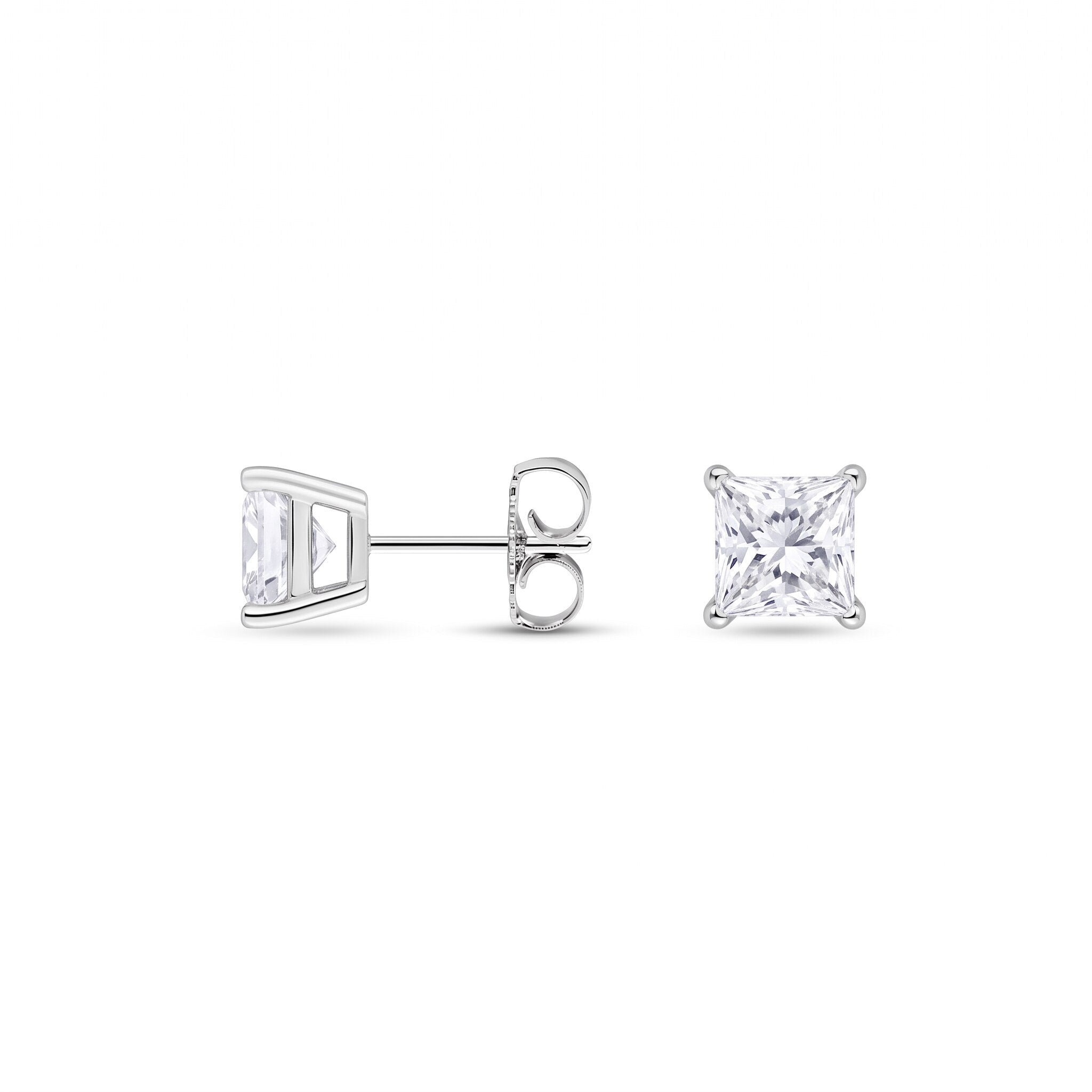 Princess Cut Lab Diamond Stud Earrings (1.5 ct. tw.) in Sterling Silver