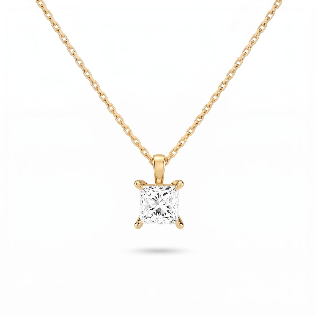 Princess Cut Lab Diamond Pendant w/ 18" Chain (1 ct. tw.) in Gold Vermeil