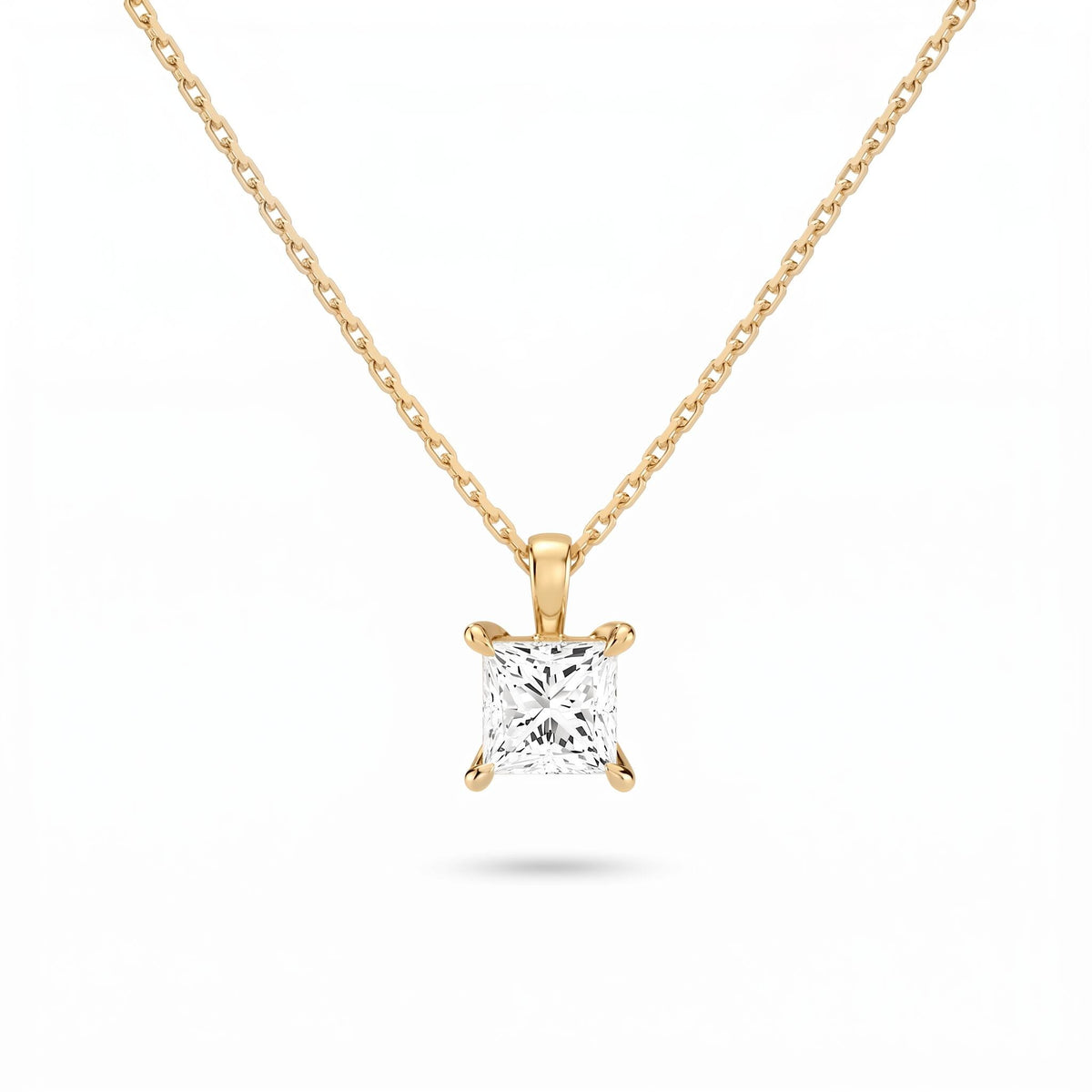 Princess Cut Lab Diamond Pendant w/ 18" Chain (1 ct. tw.) in Gold Vermeil
