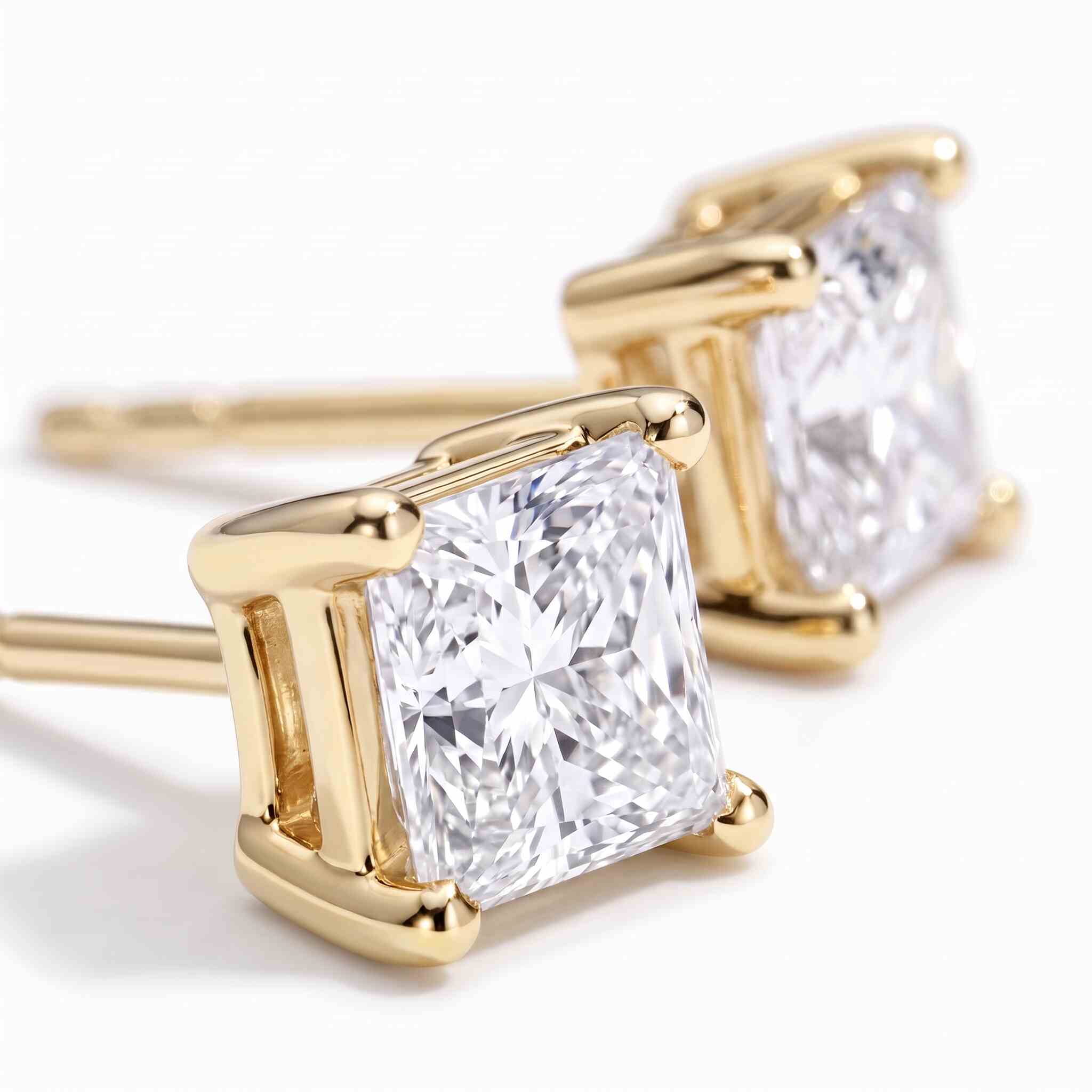 Princess Cut Lab Diamond Stud Earrings (1 ct. tw.) in Gold Vermeil